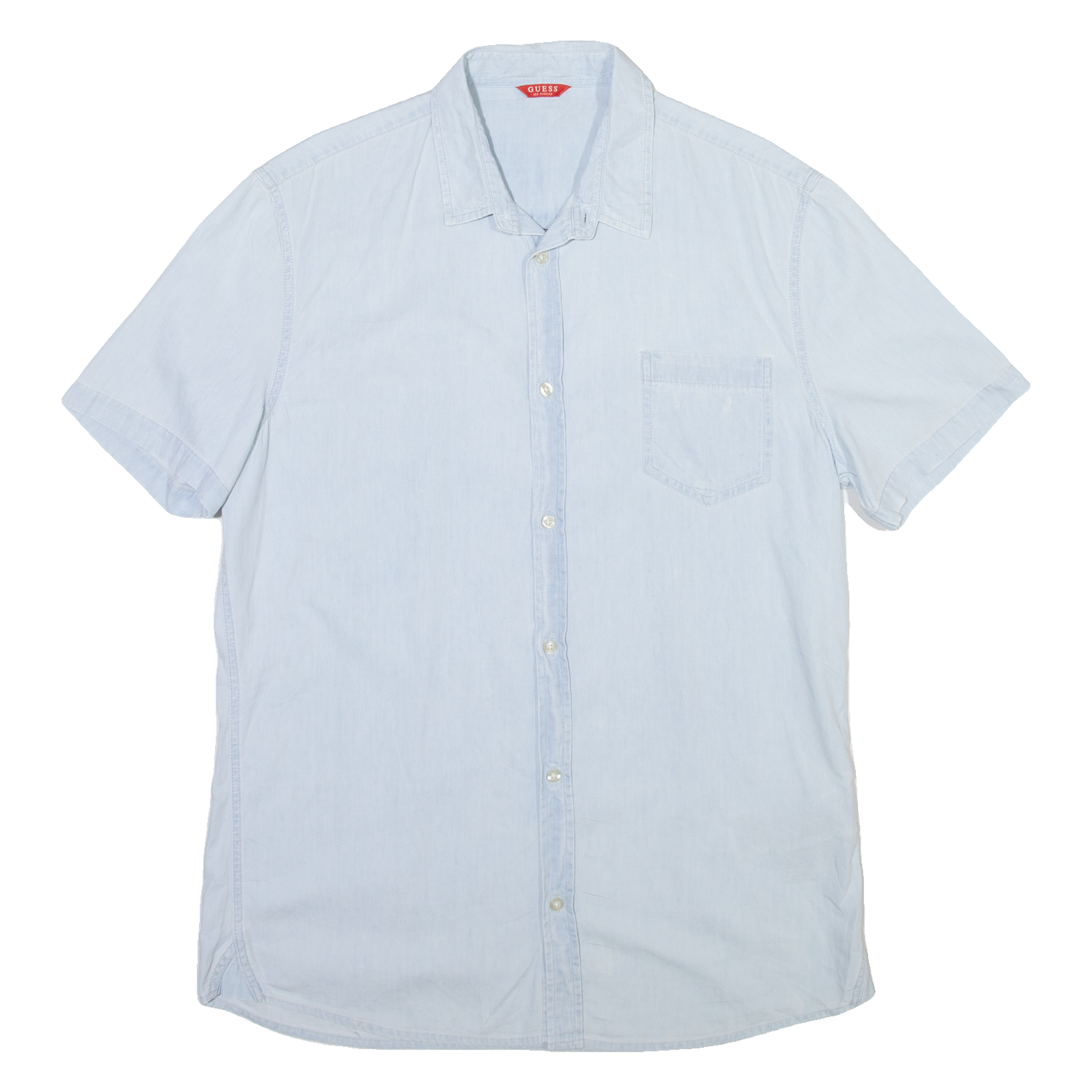 GUESS Mens Plain Shirt Blue XL Refurbished - N/A refurbished available on Cerqular