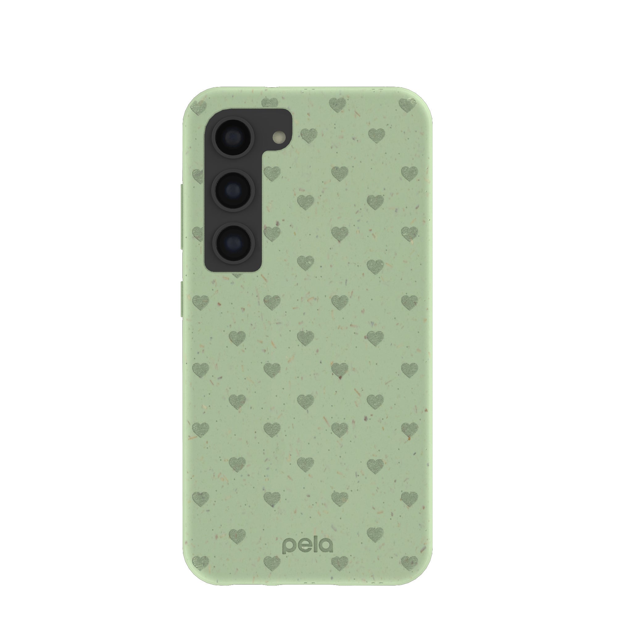 Sage Green Hearts Samsung Galaxy S23 Case Refurbished - Pela Case refurbished available on Cerqular
