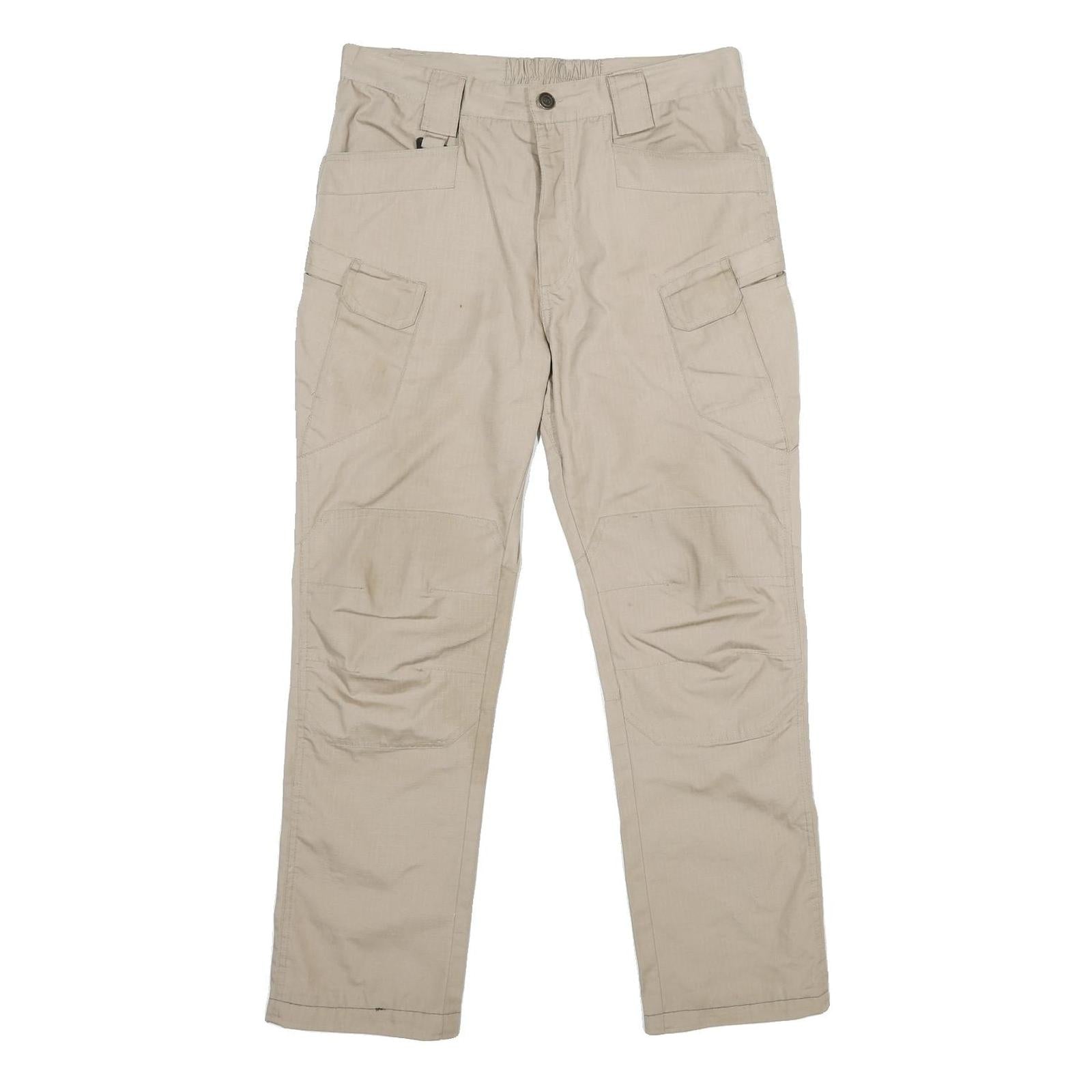 Mens Beige Regular Fit Straight Leg Trousers W32 L28 Casual Utility Workwear Refurbished - N/A refurbished available on Cerqular