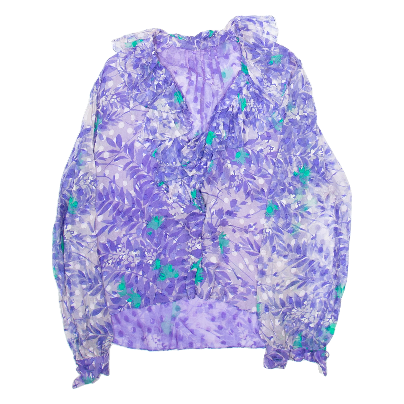 Shear Womens Printed Shirt Purple V-Neck Long Sleeve Floral M Refurbished - N/A refurbished available on Cerqular