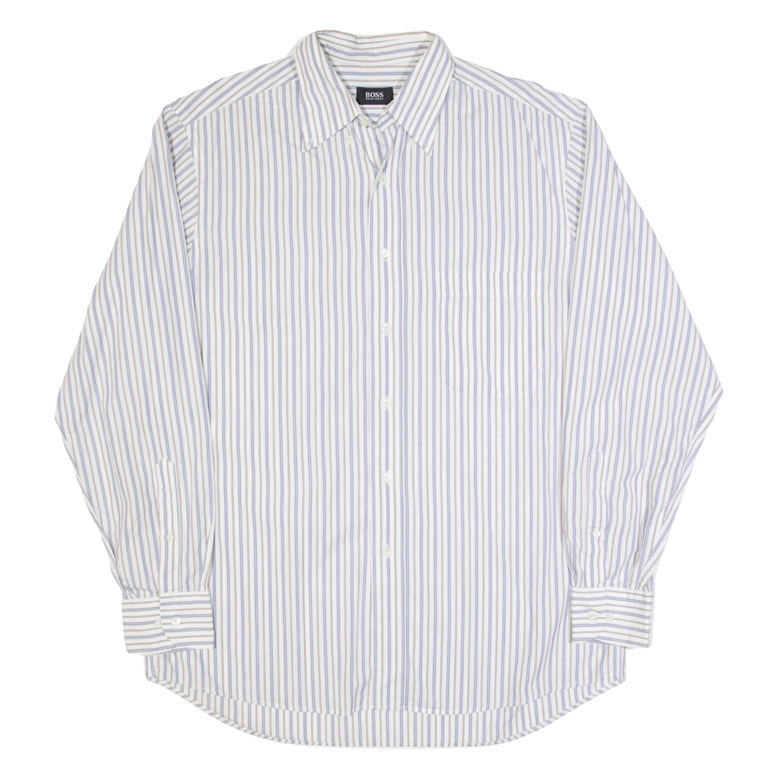 BOSS HUGO BOSS Mens Shirt Cream Striped Long Sleeve L Refurbished - N/A refurbished available on Cerqular