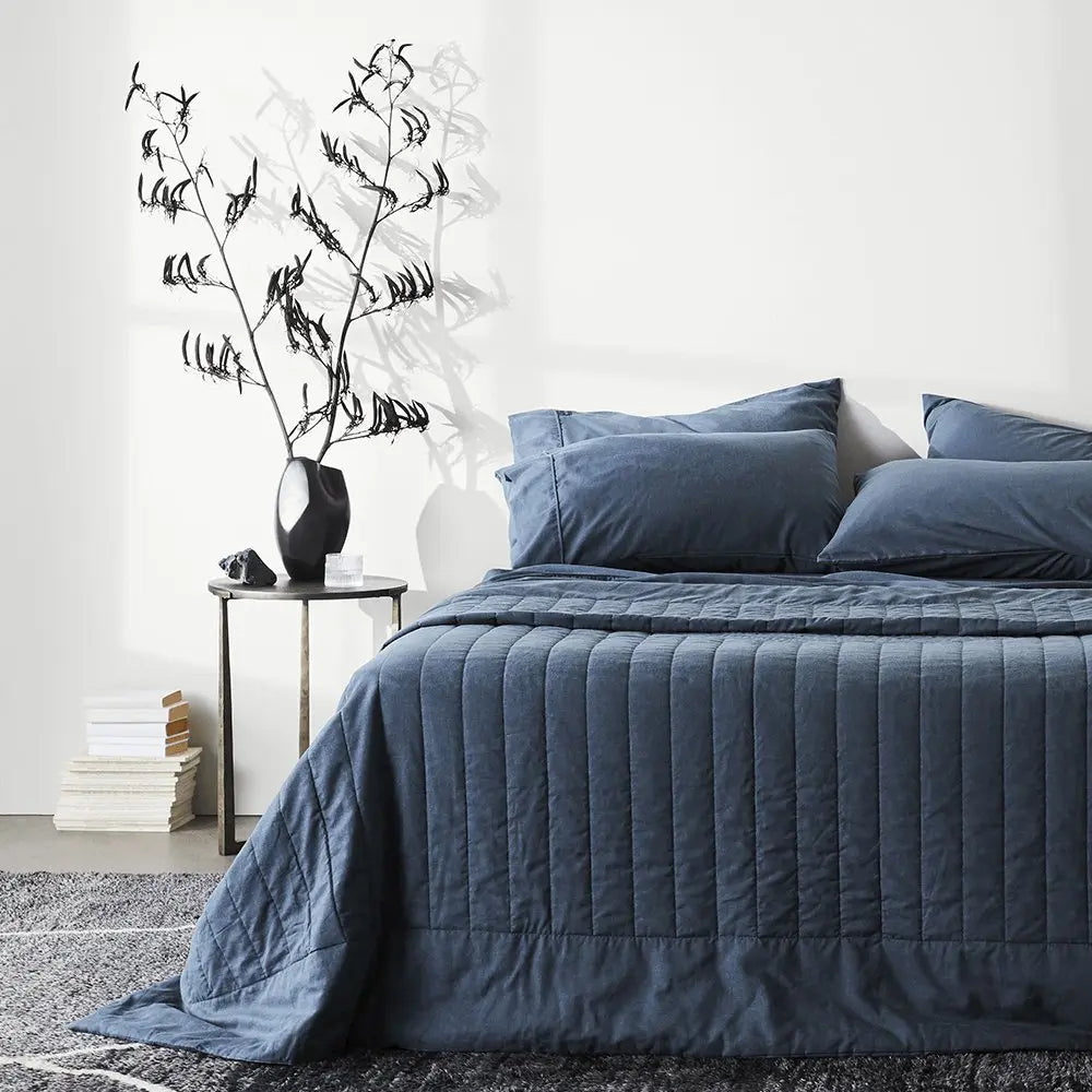 Buy Linen+ Bamboo Quilted Coverlet | Color: Ink | Size: Full/Queen Refurbished - $359.25 Linen+ Bamboo Quilted Coverlet | Color: Ink | Size: Full/Queen Refurbished - Ettitude refurbished available on Cerqular