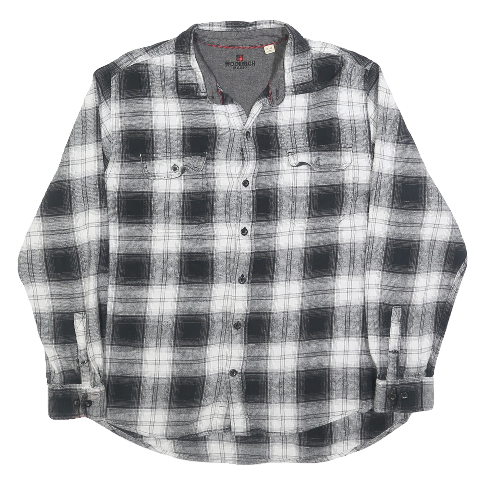 WOOLRICH Mens Black & White Check Shirt XL Button-Down Collar Long Sleeve Cotton Refurbished - N/A refurbished available on Cerqular