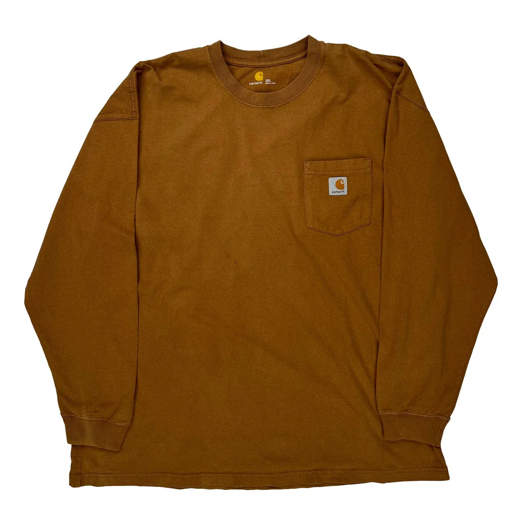 Buy Carhartt Long Sleeve T-Shirt - 2XL Brown Cotton Refurbished - $24.11 Carhartt Long Sleeve T-Shirt - 2XL Brown Cotton Refurbished - Thrifted (note: this is a term often used to describe second- refurbished available on Cerqular