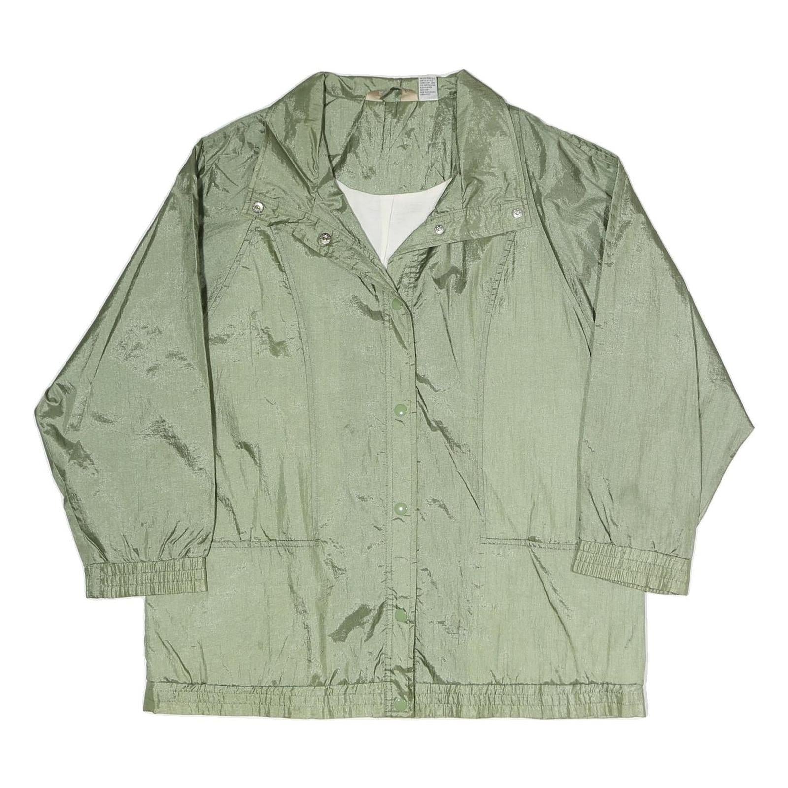 Womens Green Lightweight Button Polyester Blend Casual Jacket L Plain Relaxed Refurbished - N/A refurbished available on Cerqular