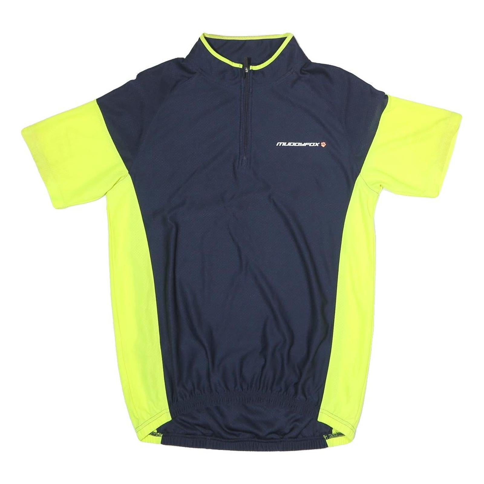 MUDDYFOX Mens Blue & Yellow Sports Cycling Jersey M Short Sleeve 1/4 Zip Refurbished - N/A refurbished available on Cerqular