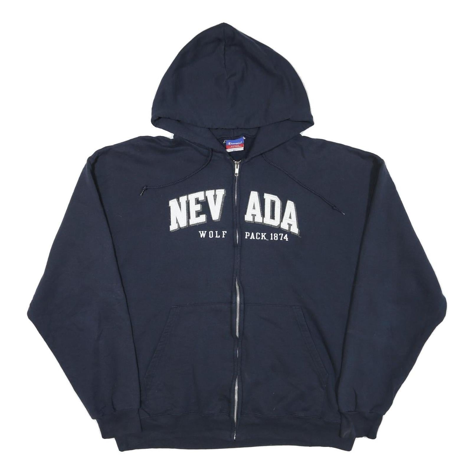 CHAMPION Mens Navy Blue Nevada Wolf Pack 1874 Full Zip Hoodie XL Cotton Blend Refurbished - N/A refurbished available on Cerqular