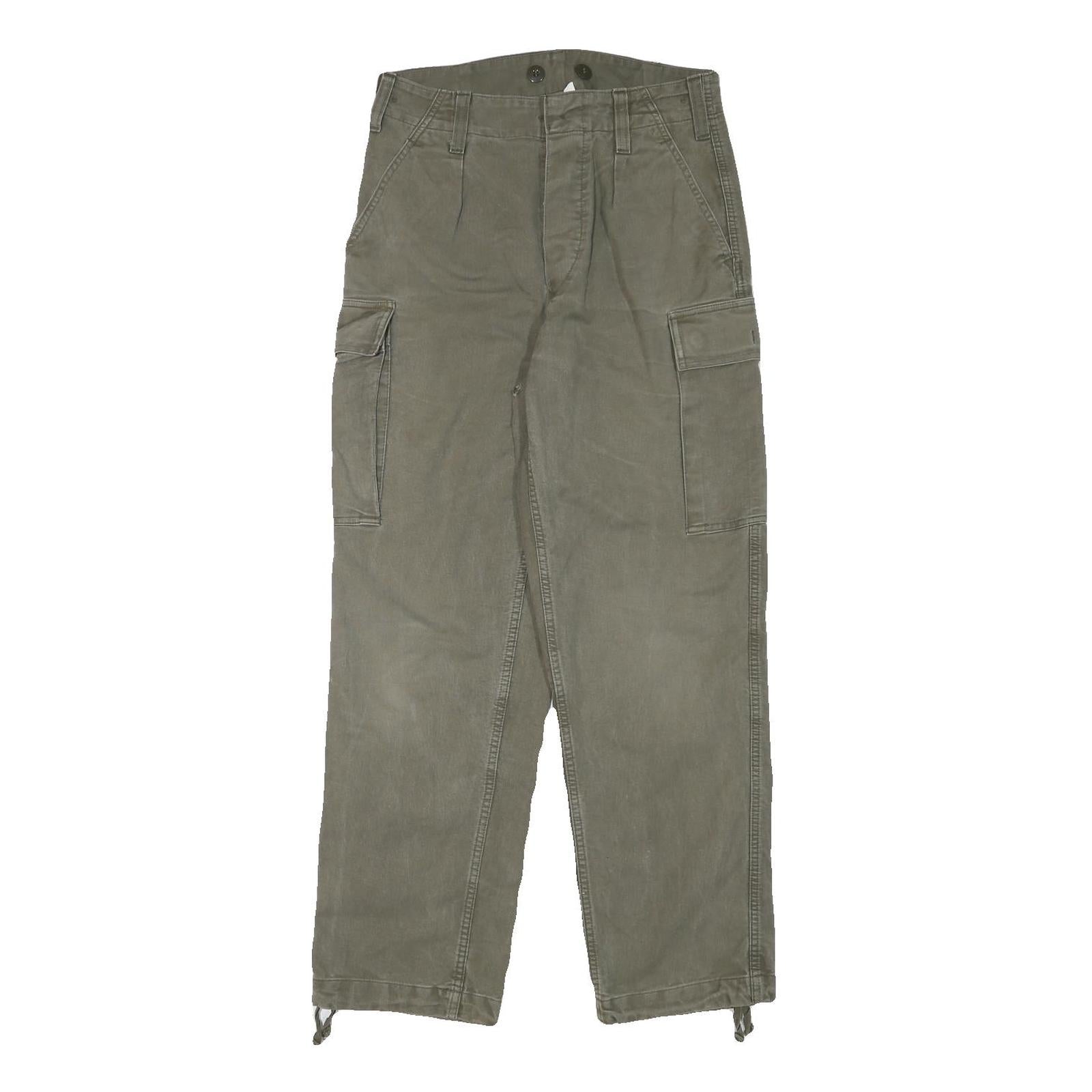 Relaxed Fit Mens Cotton Blend Cargo Trousers W29 L29 Olive Green Casual Zip Refurbished - N/A refurbished available on Cerqular