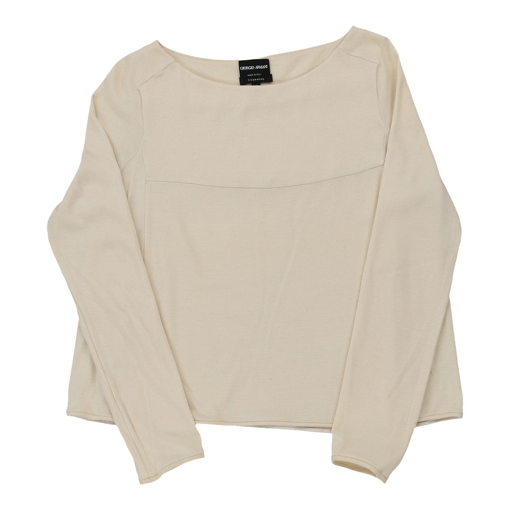 Buy Giorgio Armani Long Sleeve Top - Large Cream Cashmere | Size: large Refurbished - $48.02 Giorgio Armani Long Sleeve Top - Large Cream Cashmere | Size: large Refurbished - N/A (Preloved Designer is not a specific brand, it refurbished available on Cerqular