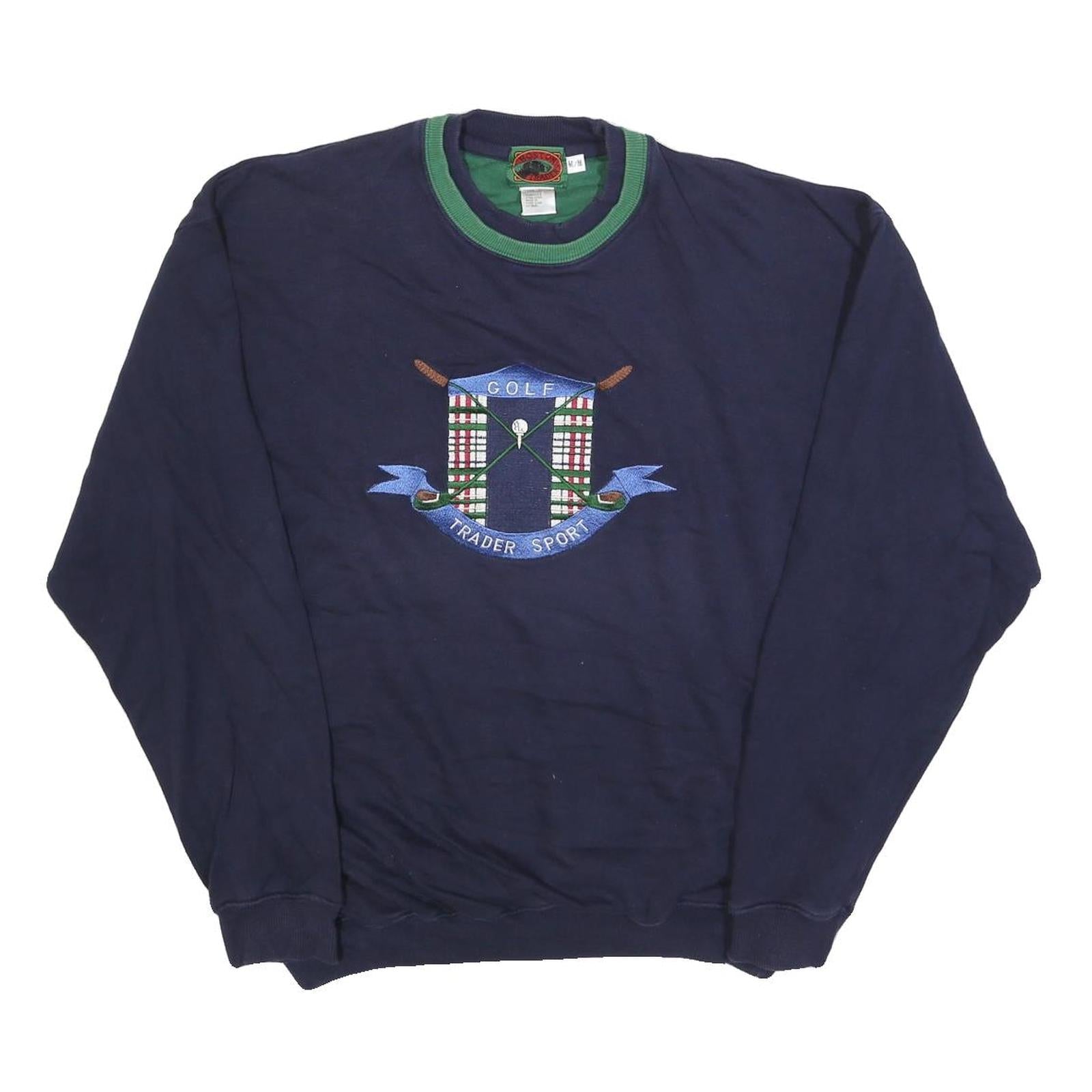 BOSTON TRADERS Mens Navy Blue Green Crew Neck M Golf Sport Sweatshirt Refurbished - N/A refurbished available on Cerqular