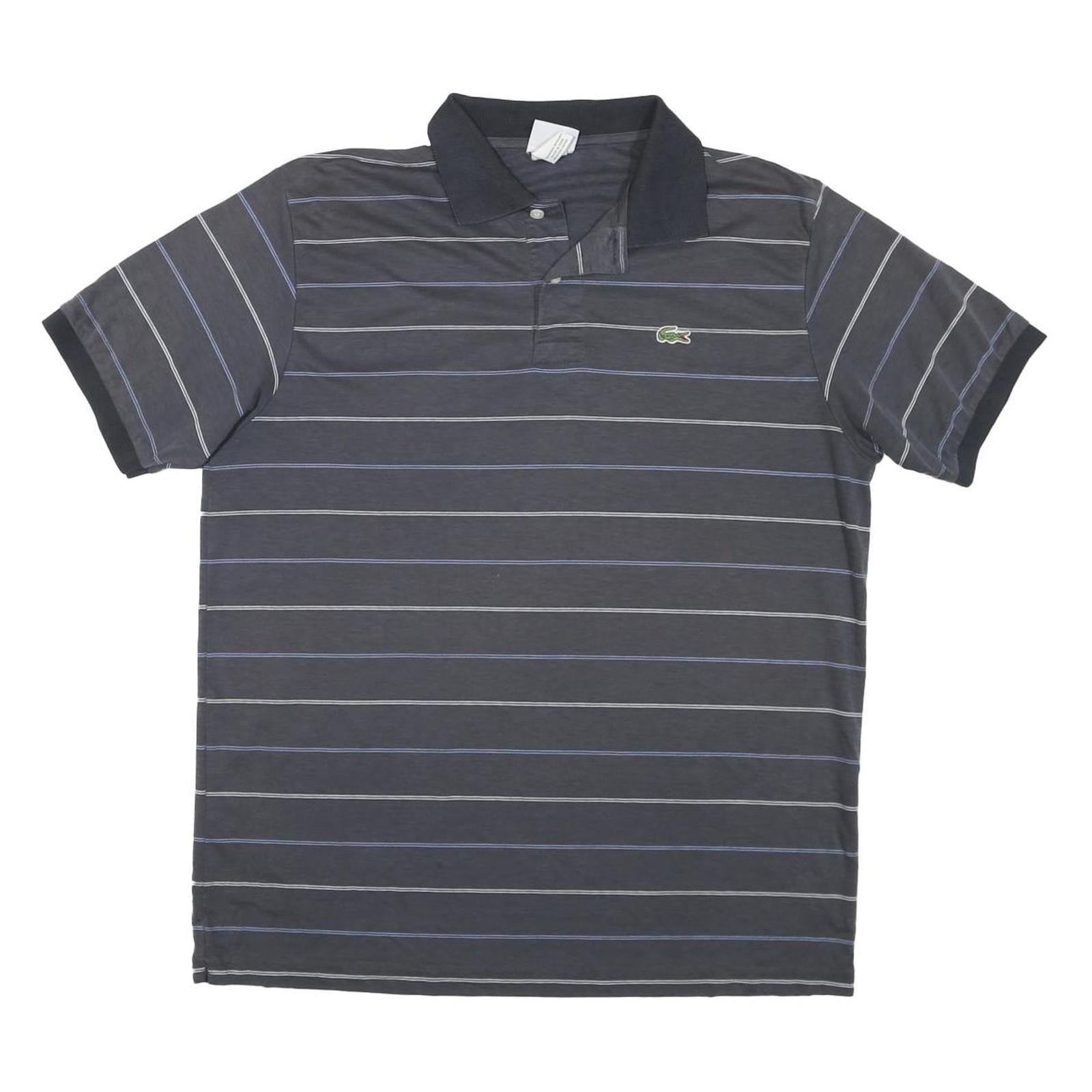 LACOSTE Mens Blue & Grey Striped Short Sleeve Polo Shirt L Cotton Blend Casual Refurbished - N/A refurbished available on Cerqular