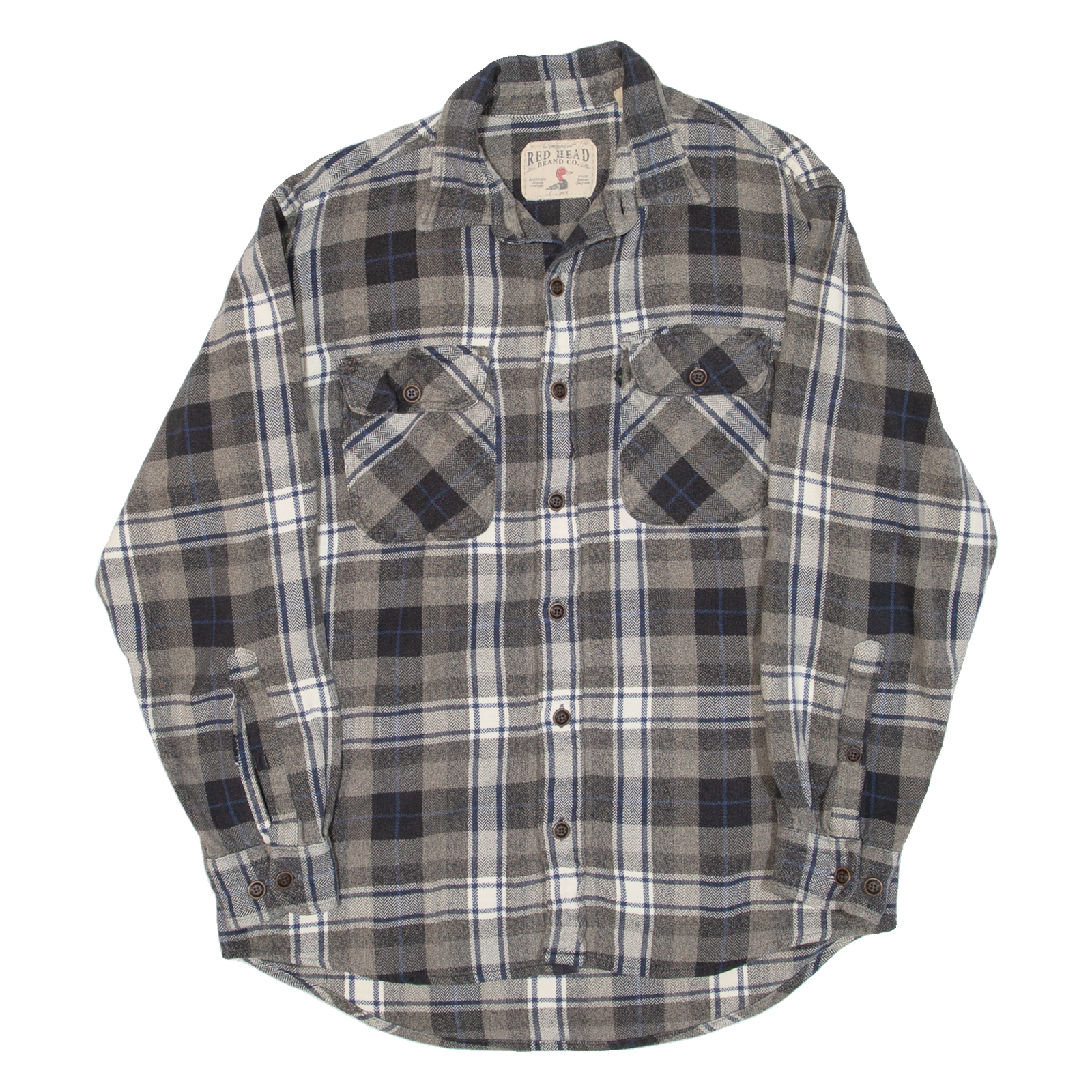 REDHEAD Mens Flannel Shirt Grey Check Long Sleeve M Refurbished - N/A refurbished available on Cerqular