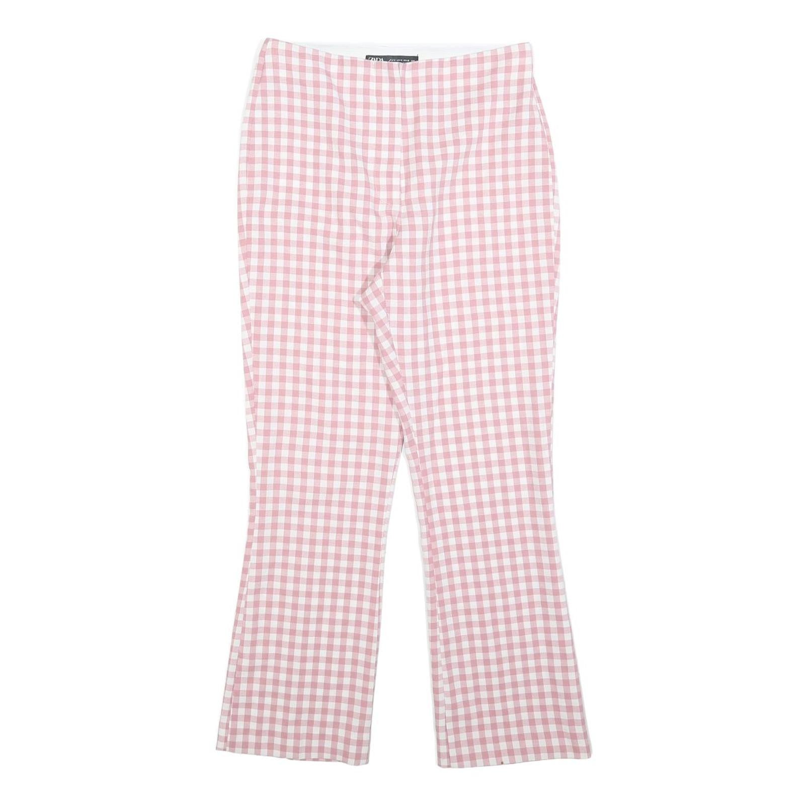 ZARA Womens Cotton Blend Pink & White Regular Fit Straight Leg Trousers W28 L26 Refurbished - N/A refurbished available on Cerqular