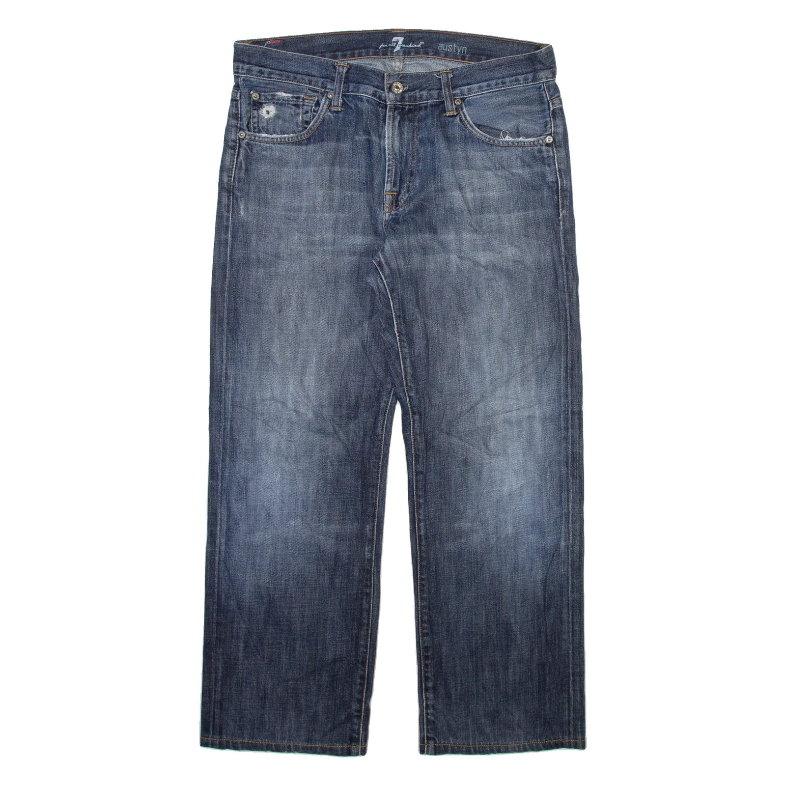 7 FOR ALL MANKIND Womens Jeans Blue Regular Straight Stone Wash W33 L27 Refurbished - N/A refurbished available on Cerqular