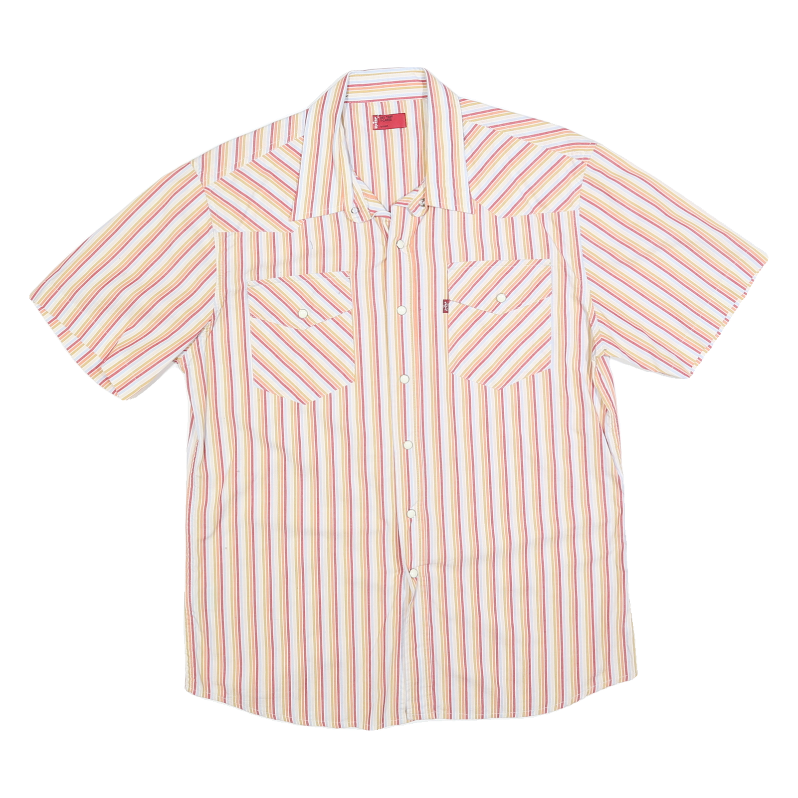 LEVI'S Mens White & Red Striped Cotton Blend Shirt XL Button Pocket Casual Refurbished - N/A refurbished available on Cerqular