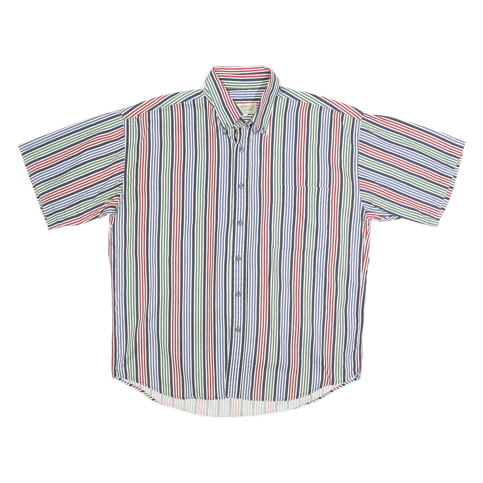 Buy NATURAL ISSUE Mens Blue & Red & Green Striped Shirt L Cotton Button Short Sleeve Refurbished - $20.79 NATURAL ISSUE Mens Blue & Red & Green Striped Shirt L Cotton Button Short Sleeve Refurbished - N/A refurbished available on Cerqular