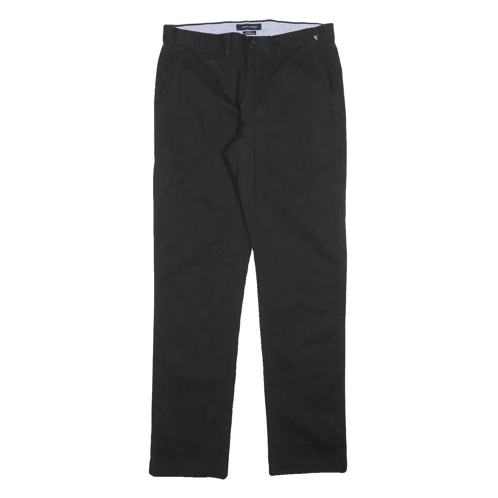TOMMY HILFIGER Mens Cotton Blend Black Slim Straight Trousers W30 L32 Classic Refurbished - N/A refurbished available on Cerqular