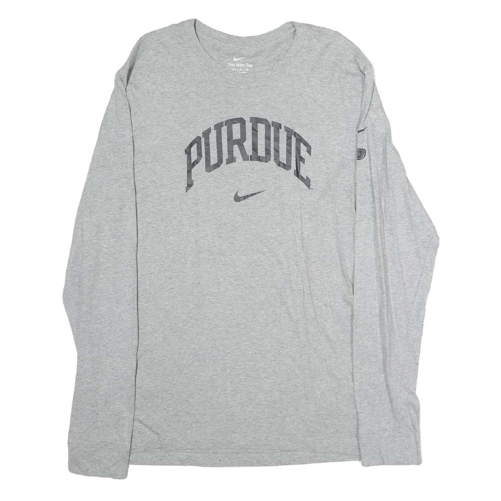 NIKE Mens Grey Purdue Long Sleeve Crew Neck T-Shirt XL Cotton Sportswear Refurbished - N/A refurbished available on Cerqular