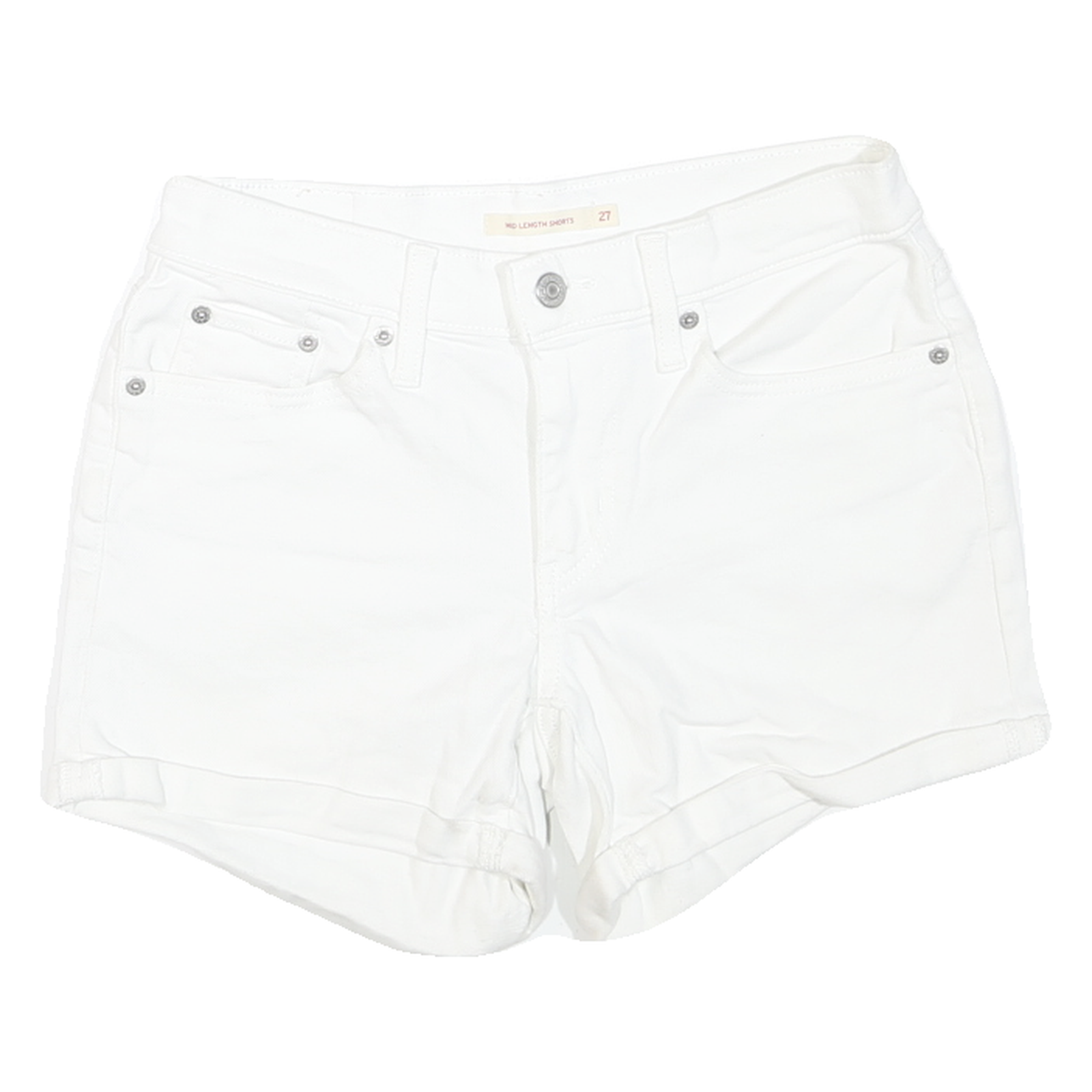 LEVI'S Womens White Casual Shorts XS W27 Cotton Blend Mid Length Refurbished - N/A refurbished available on Cerqular