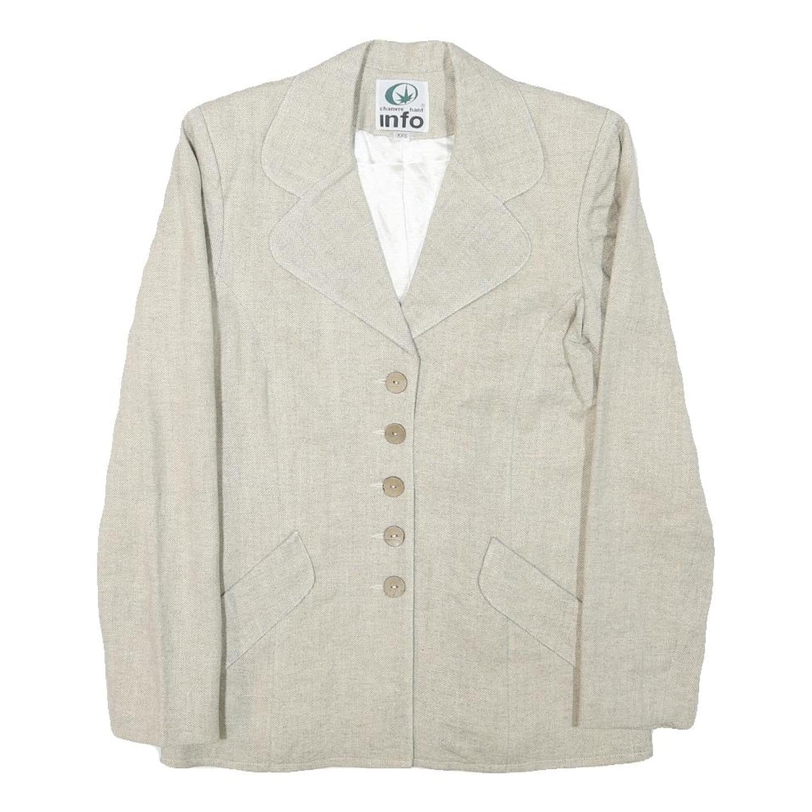 INFO Womens Beige Wool Blend Button Jacket XXS Woven Classic Tailored Refurbished - N/A refurbished available on Cerqular