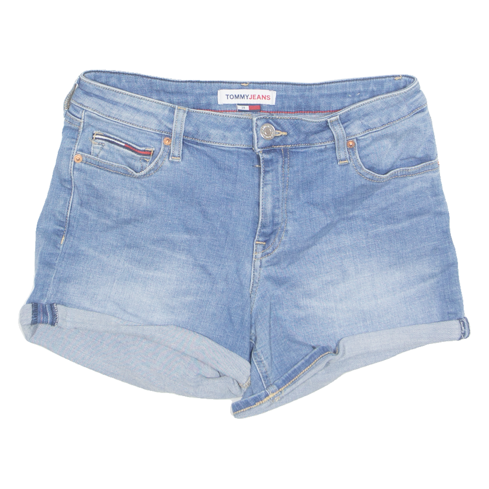 TOMMY JEANS Turn Up Womens Denim Shorts Blue S W28 Refurbished - N/A refurbished available on Cerqular