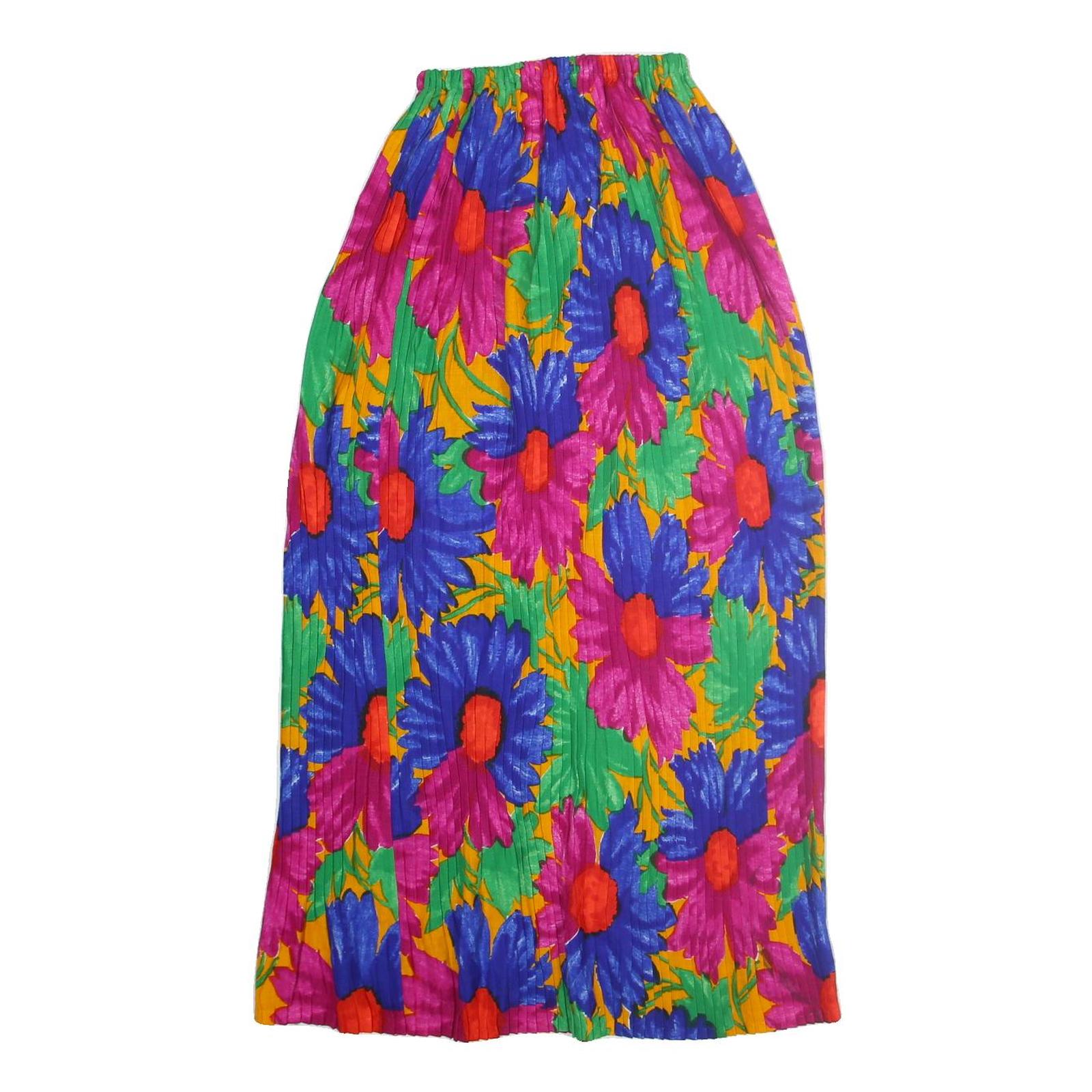 RHAPSODY Womens Yellow Floral Pleated Midi Polyester Skirt S Bright Colourful Refurbished - N/A refurbished available on Cerqular