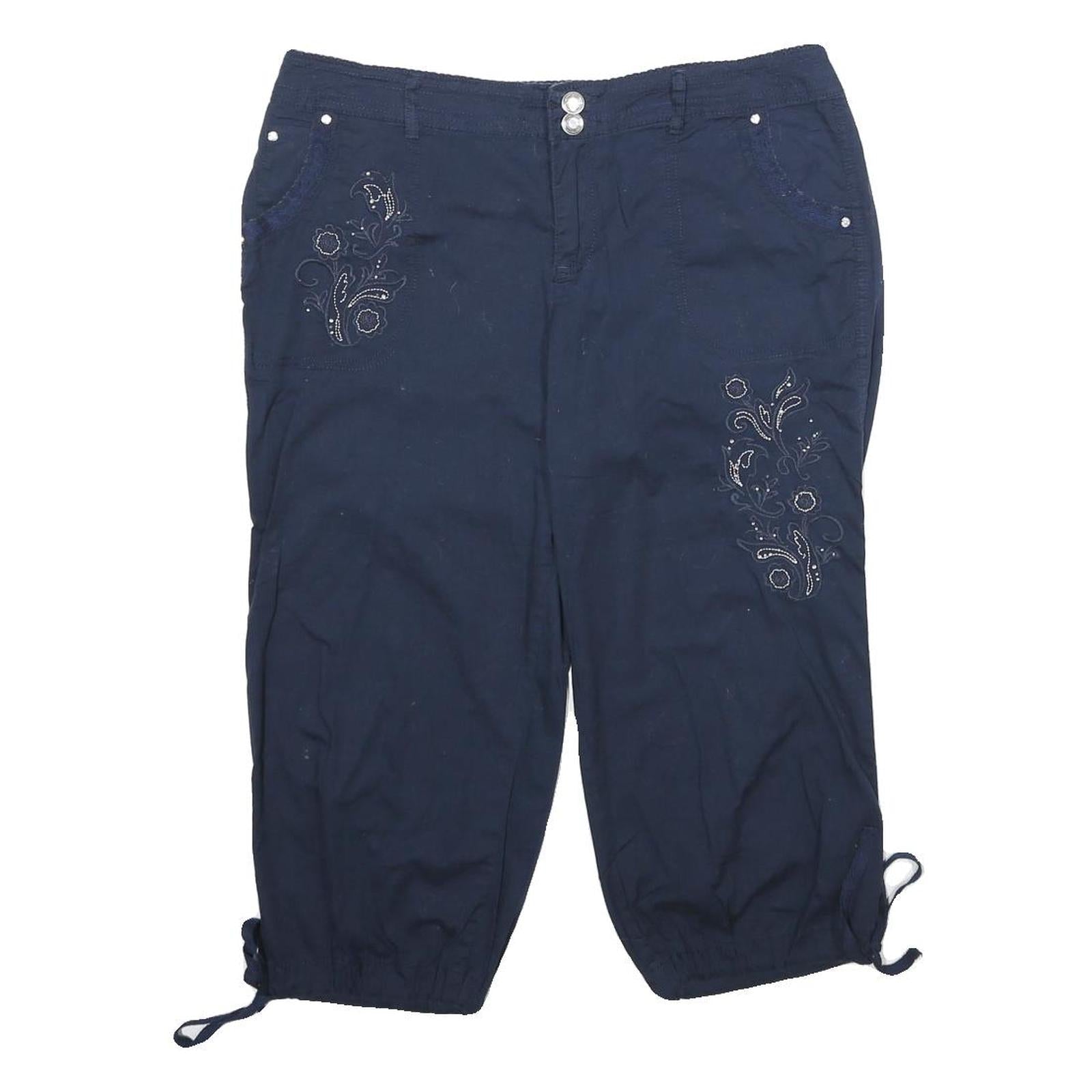 DRESSBARN Womens Navy Blue Casual Shorts UK 12 W32 Embroidered Cotton Blend Refurbished - N/A refurbished available on Cerqular