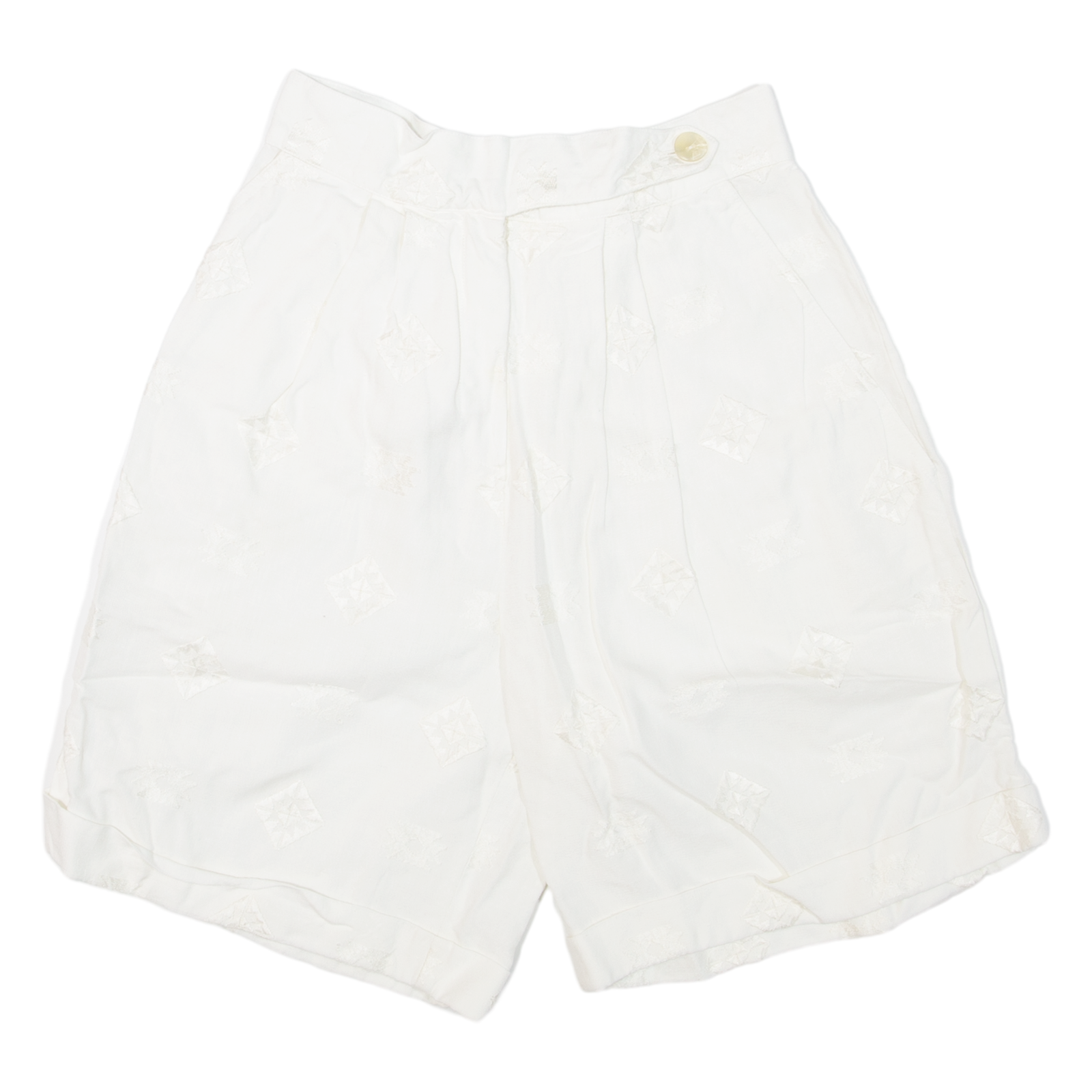 JACQUES FATH Pleated Womens Casual Shorts White Relaxed 90s XXS W24 Refurbished - N/A refurbished available on Cerqular