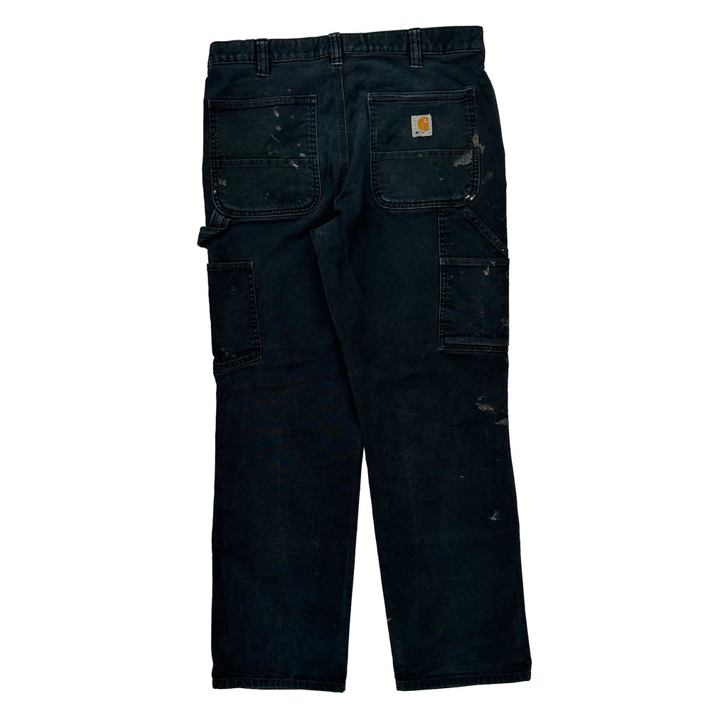 Carhartt Double Knee Carpenter Trousers - 32W 29L Black Cotton Refurbished - Thrifted (note: this is a term often used to describe second- refurbished available on Cerqular