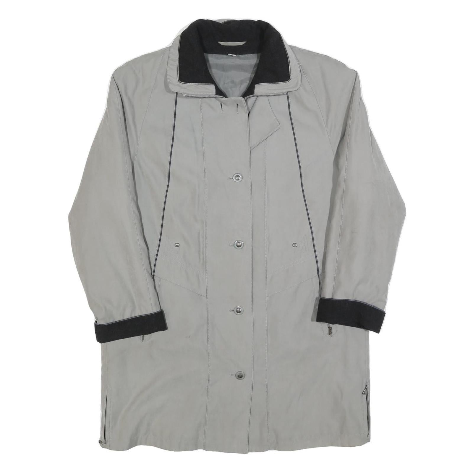 Womens Grey & Black Casual Jacket M Polyester Blend Plain Zip Button Pockets Refurbished - N/A refurbished available on Cerqular