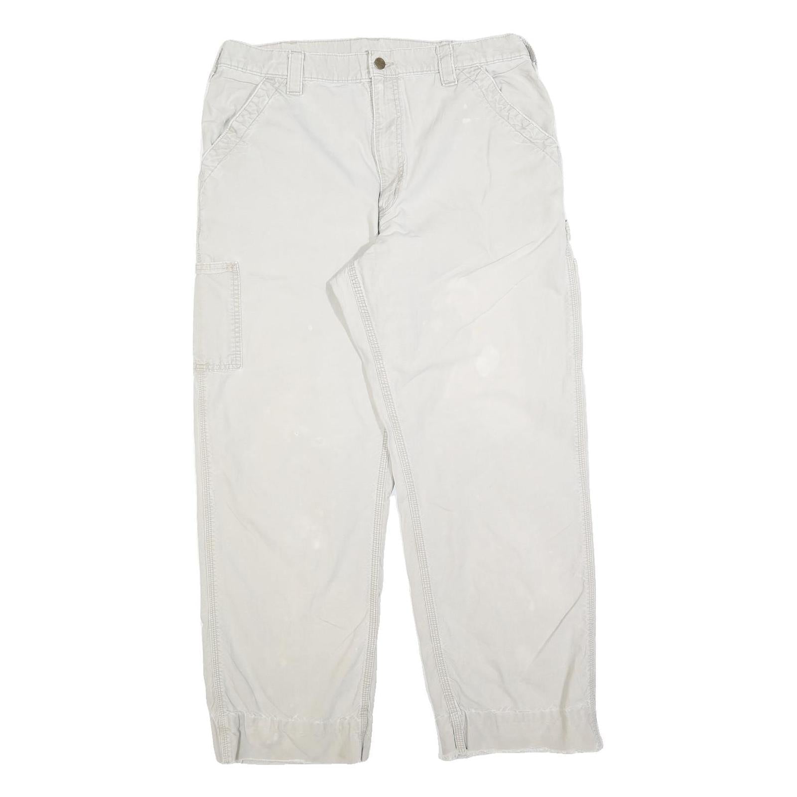 CARHARTT Mens Cotton Blend Relaxed W36 L29 Beige Workwear Cargo Trousers Zip Refurbished - N/A refurbished available on Cerqular