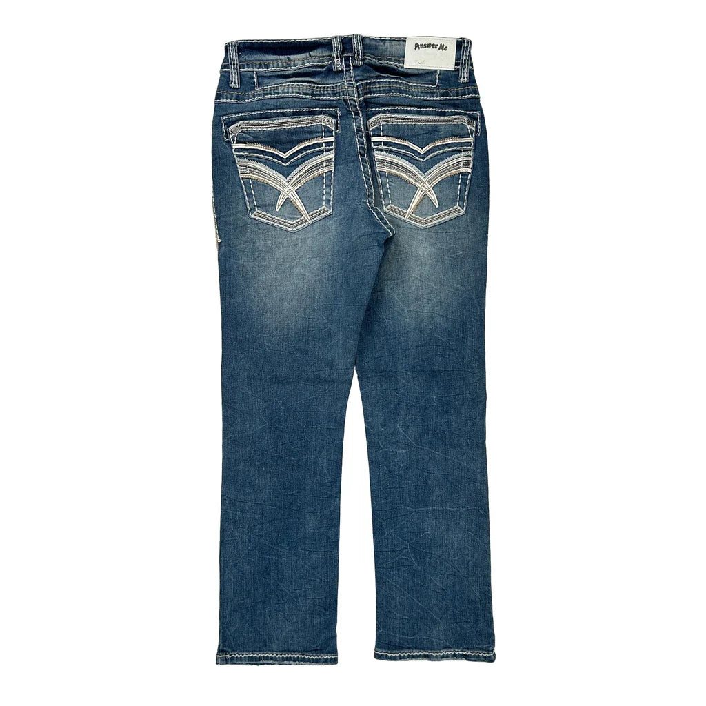 Answer Me Contrast Stitch Jeans - 31W UK 10 Blue Denim Refurbished - Thrifted (note: this is a term often used to describe second- refurbished available on Cerqular