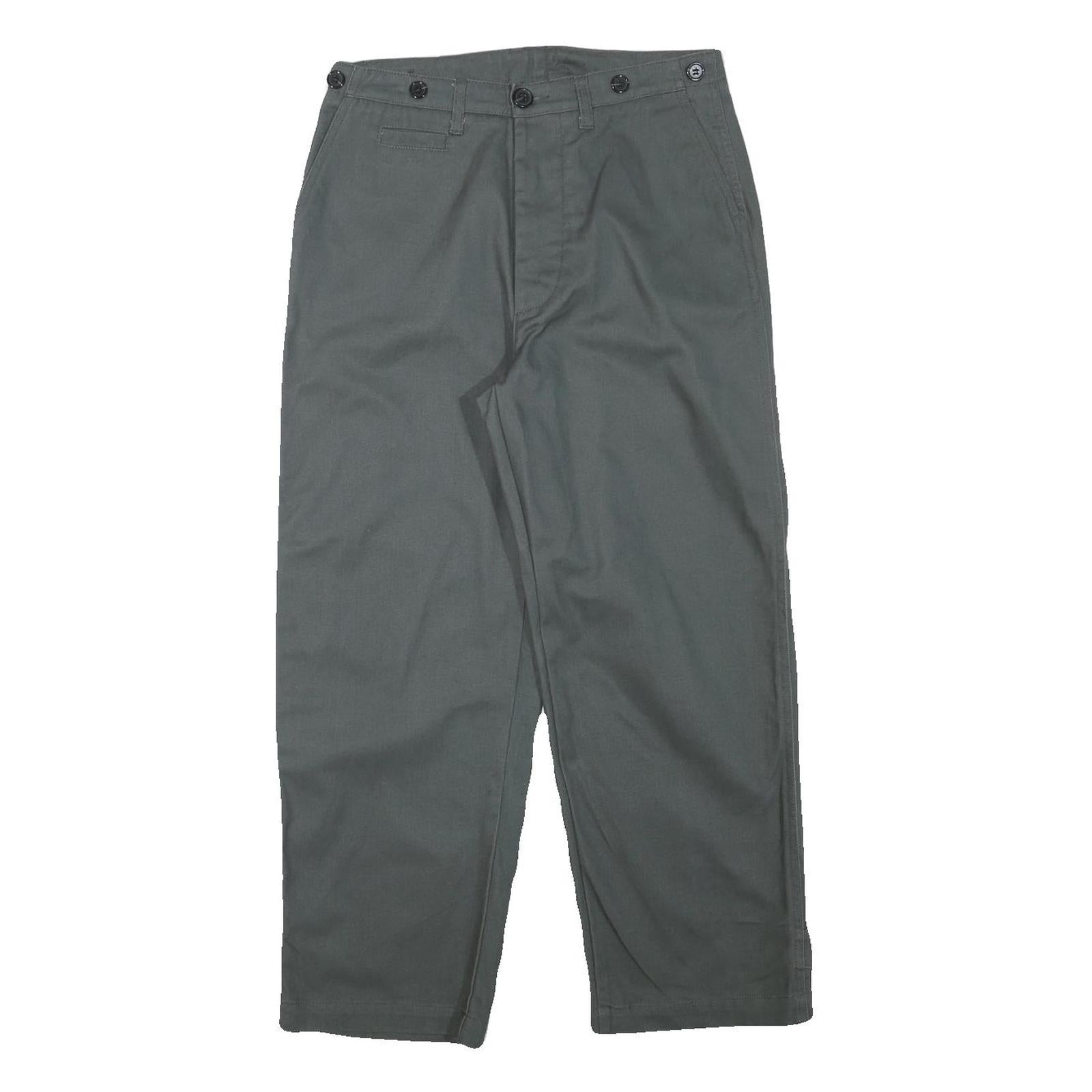 Mens Cotton Blend Relaxed Grey Trousers W29 L26 Button Closure Casual Workwear Refurbished - N/A refurbished available on Cerqular