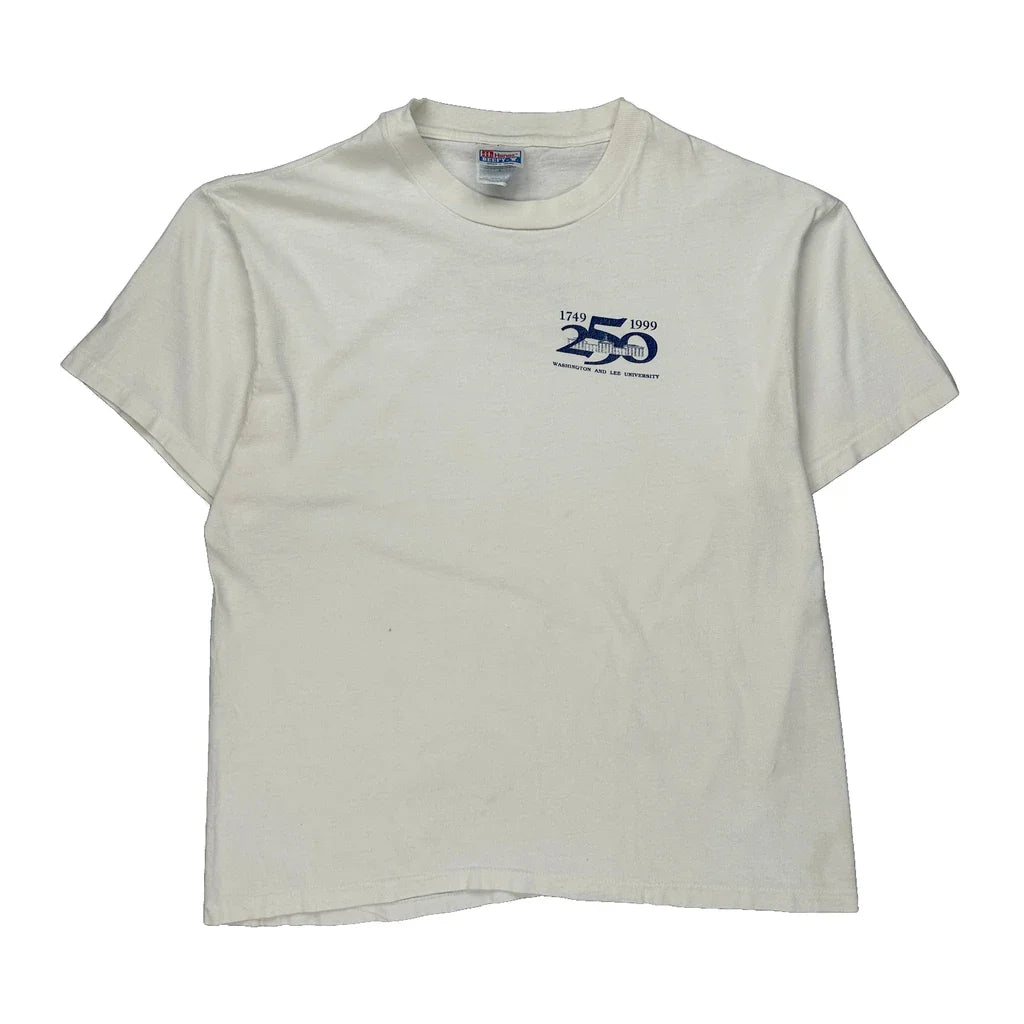 Washington And Lee University Hanes Single Stitch T-Shirt - Large White Cotton Refurbished - Thrifted (note: this is a term often used to describe second- refurbished available on Cerqular