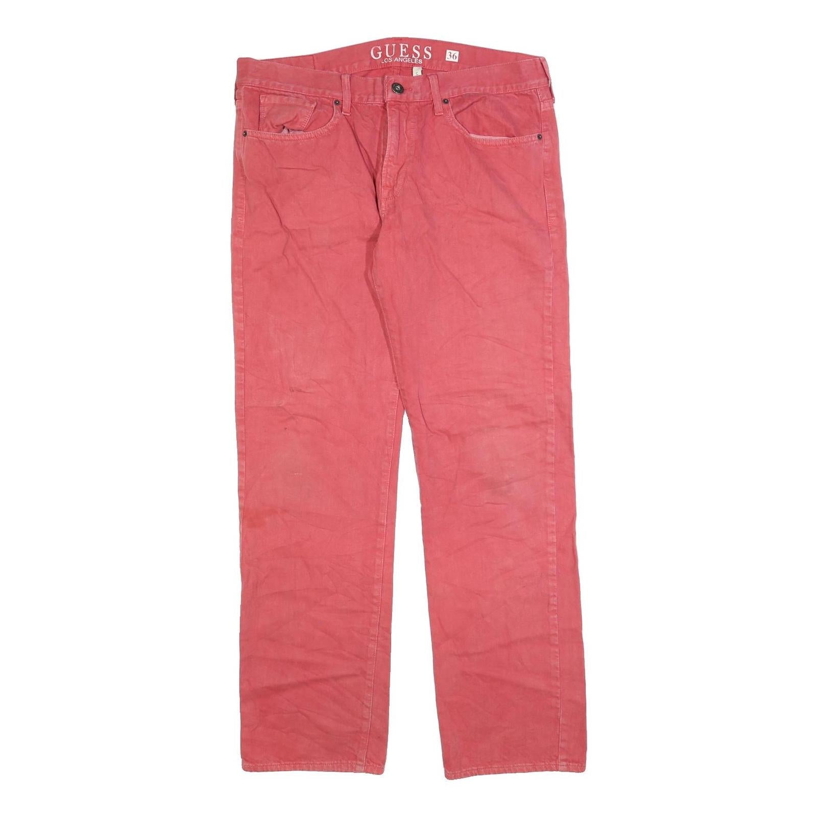 GUESS Womens Regular Fit Red Denim Jeans W36 L32 Classic Zip Cotton Blend Refurbished - N/A refurbished available on Cerqular