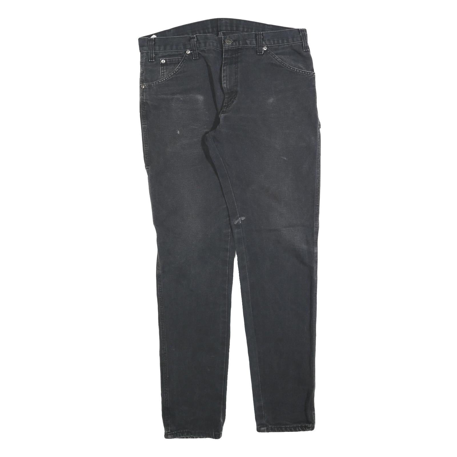 DICKIES Mens Slim Black Cotton Blend Slim Tapered Trousers W34 L32 Workwear Refurbished - N/A refurbished available on Cerqular