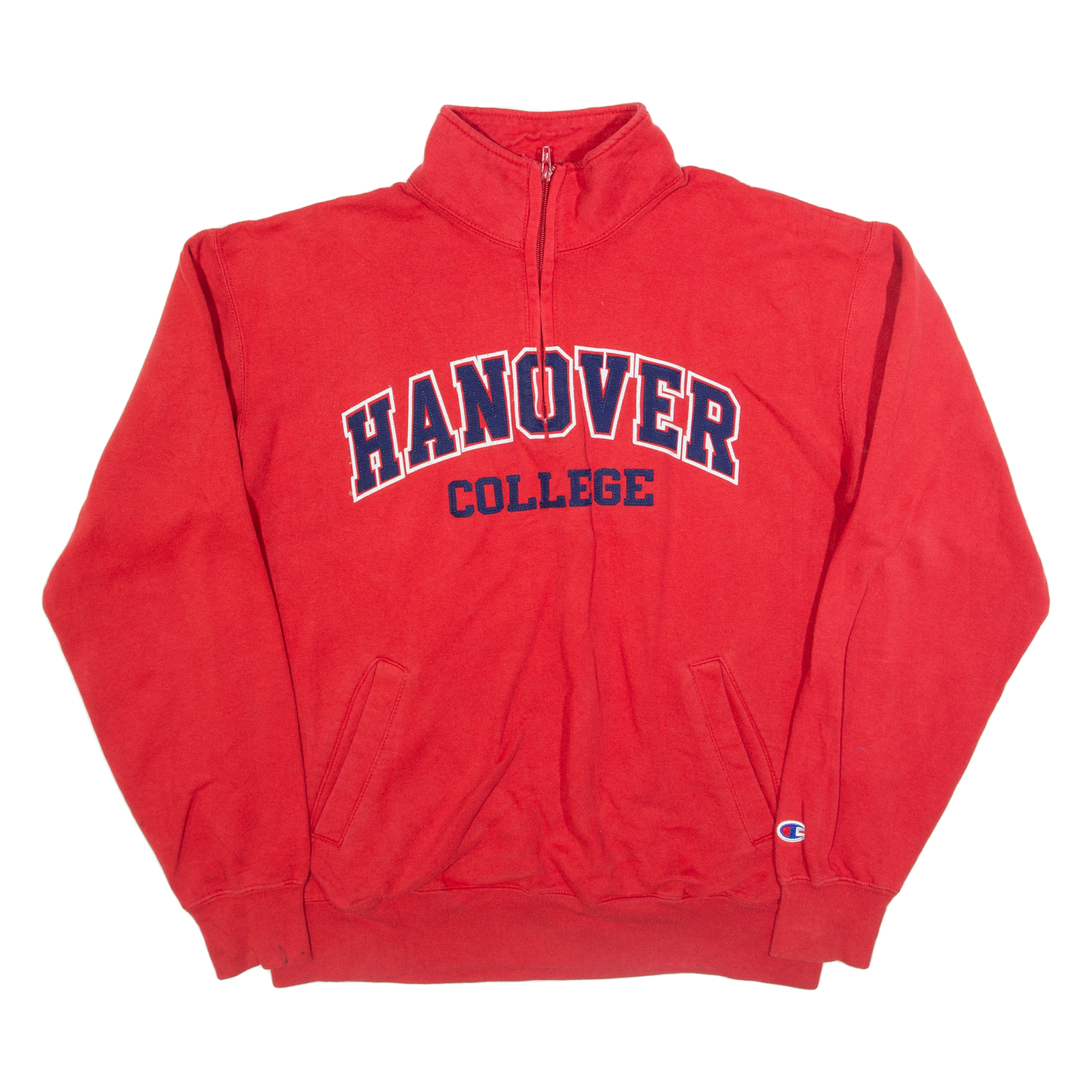 CHAMPION Hanover College Mens Sweatshirt Red 1/4 Zip USA L Refurbished - N/A refurbished available on Cerqular