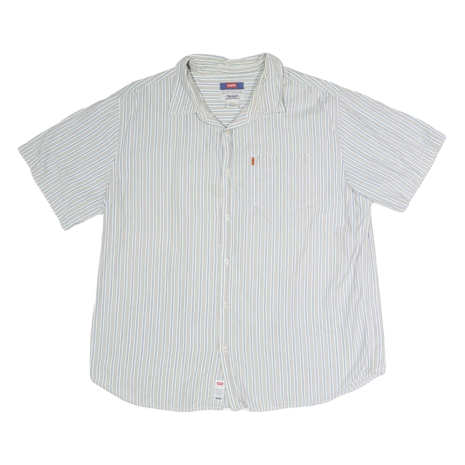 LEVI'S Mens White & Blue Stripe Short Sleeve Shirt XL Casual Cotton Blend Refurbished - N/A refurbished available on Cerqular