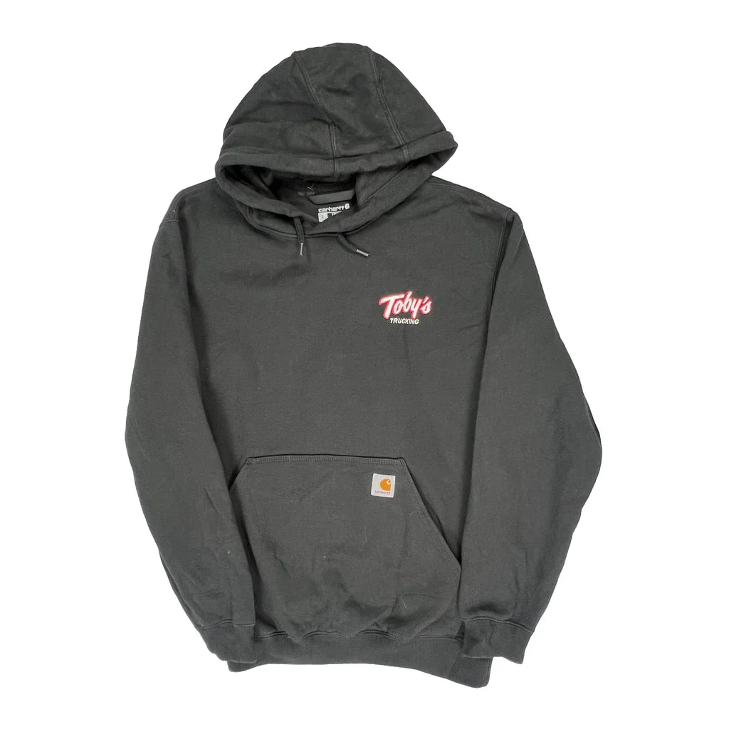 Toby'S Trucking Carhartt Hoodie - Large Black Cotton Refurbished - Thrifted (note: this is a term often used to describe second- refurbished available on Cerqular