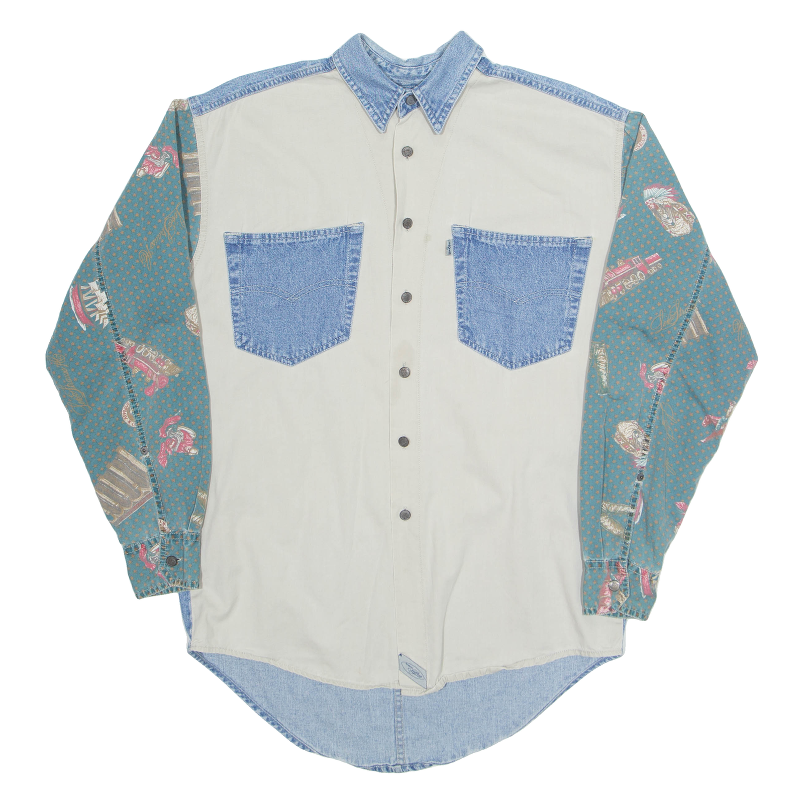 LEVI'S Mens Denim Shirt Beige Crazy Pattern Long Sleeve S Refurbished - N/A refurbished available on Cerqular