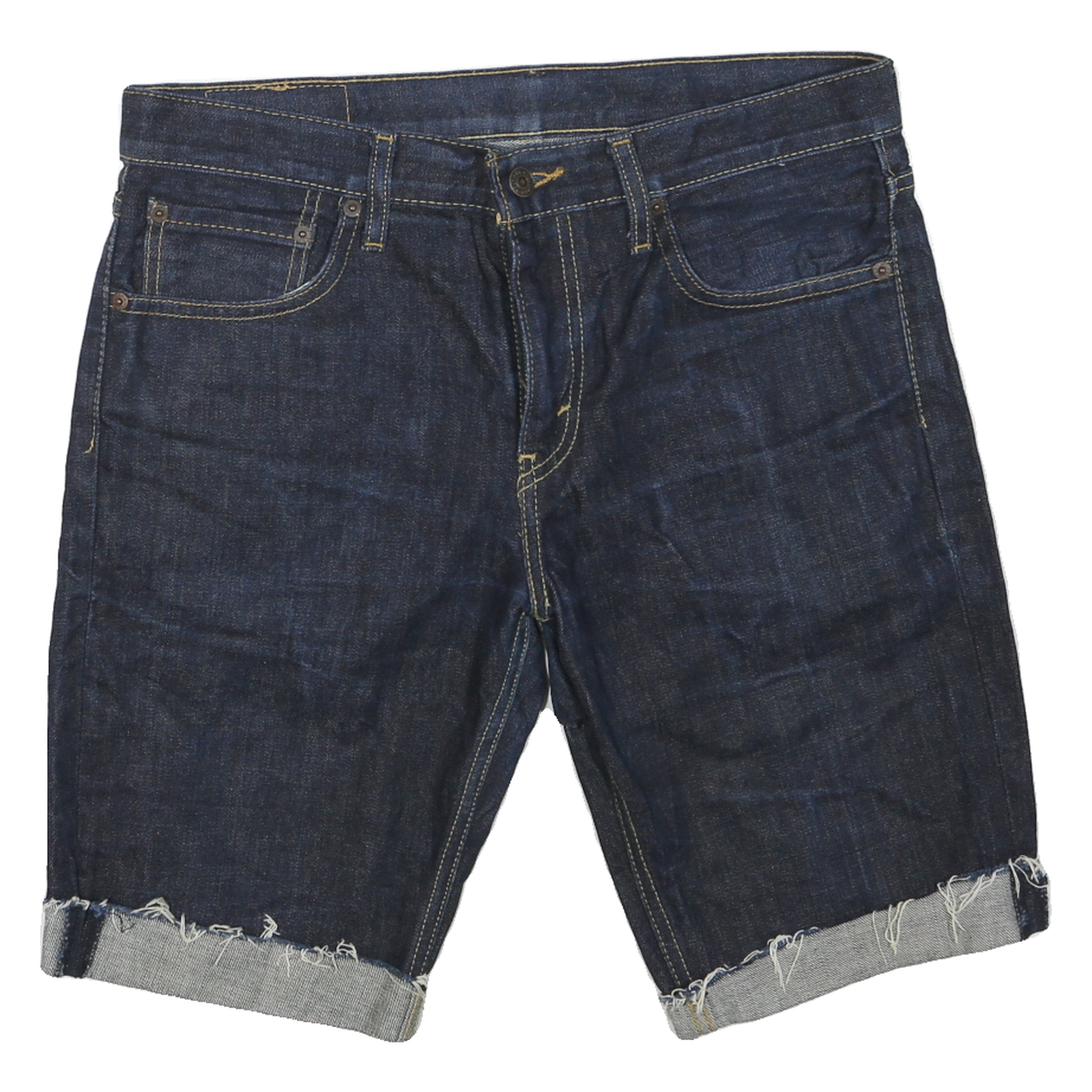 LEVI'S Womens Denim Blue Casual Shorts M W33 Rolled Hem Raw Edge Refurbished - N/A refurbished available on Cerqular