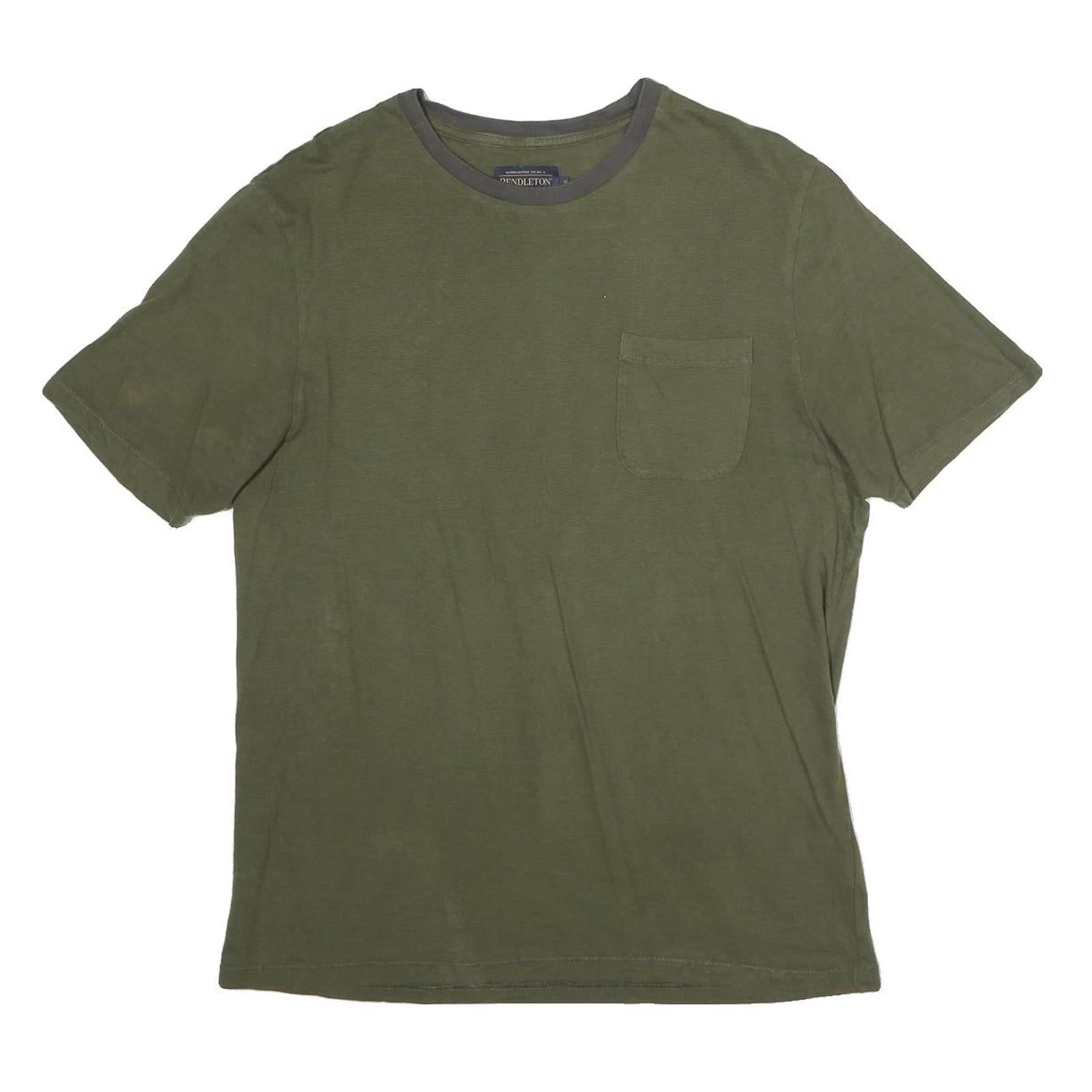 PENDLETON Mens Green & Grey Plain Pocket T-Shirt S Short Sleeve Crew Neck Cotton Refurbished - N/A refurbished available on Cerqular