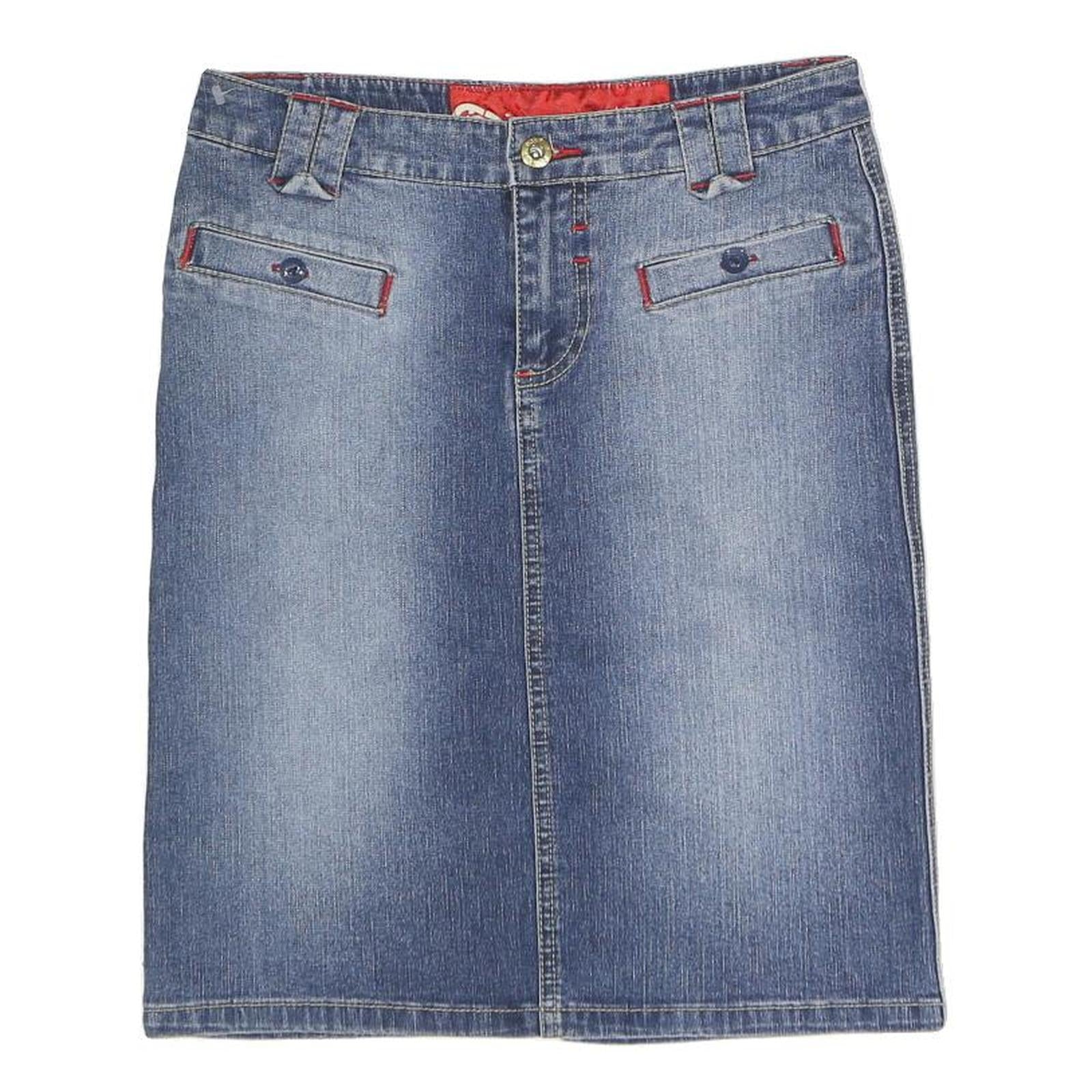 ECKO UNLTD Womens Blue Denim Straight Knee Length Cotton Blend Skirt M Red Refurbished - N/A refurbished available on Cerqular