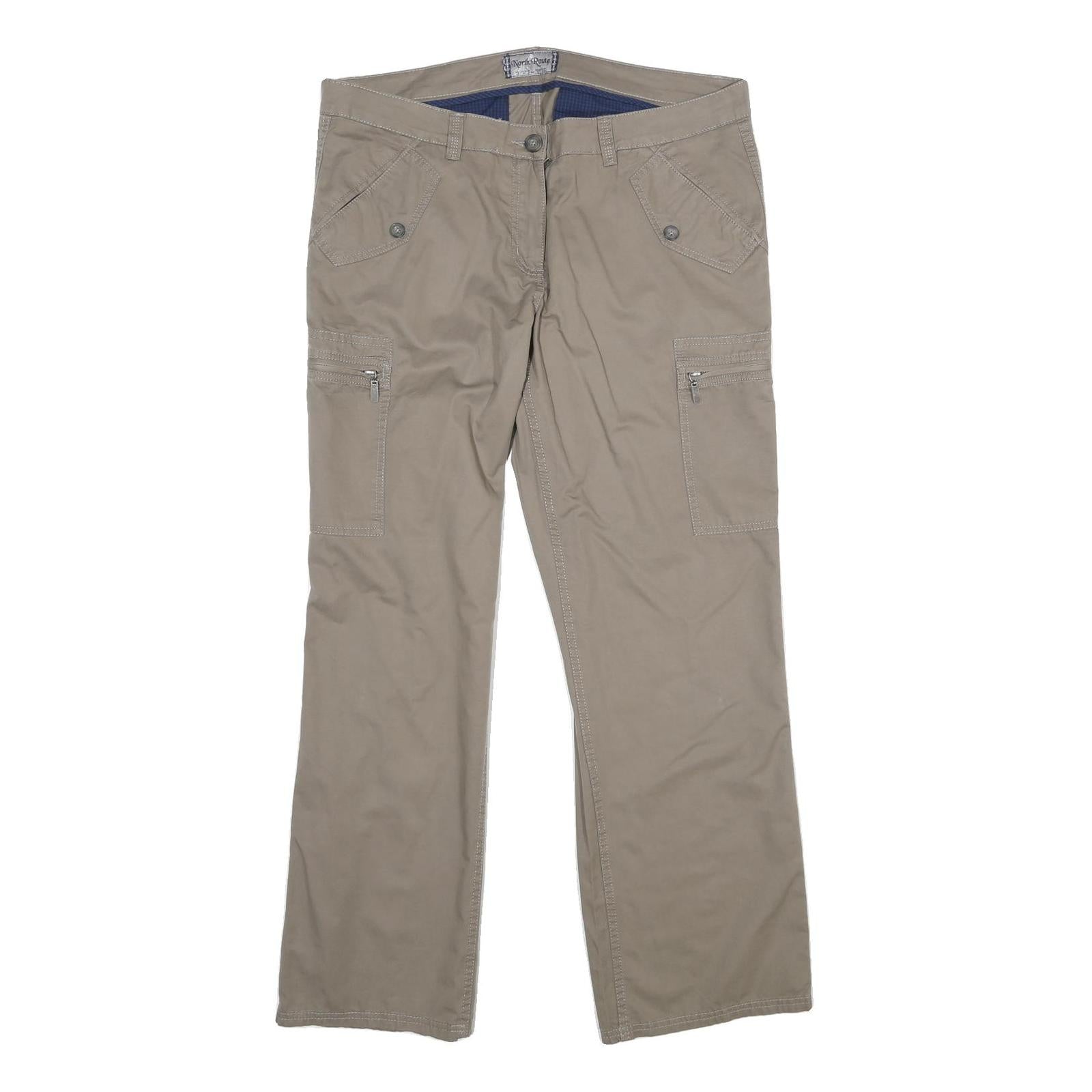 NORTH ROUTE Womens Polyester Blend Beige Regular Fit Straight Trousers W38 L32 Refurbished - N/A refurbished available on Cerqular