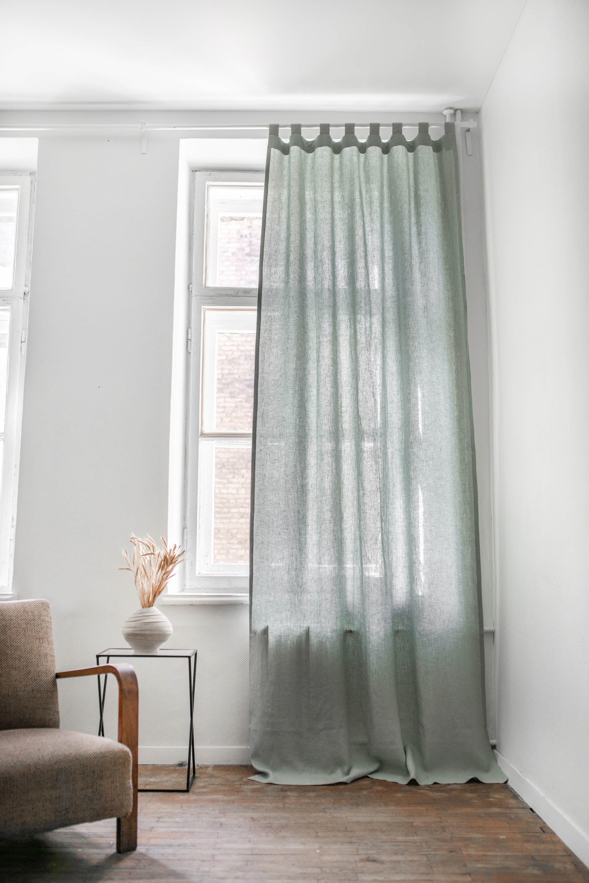 Tab top linen curtain | Size: 53x64"" / 135x163cm | Color: Rosy Brown Refurbished - Amour Linen refurbished available on Cerqular