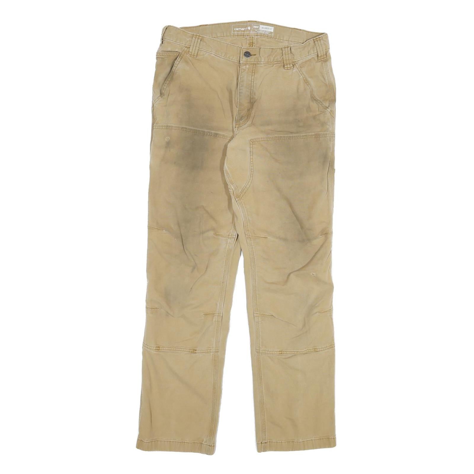 CARHARTT Mens Cotton Blend Beige Relaxed Straight Trousers W32 L29 Workwear Refurbished - N/A refurbished available on Cerqular