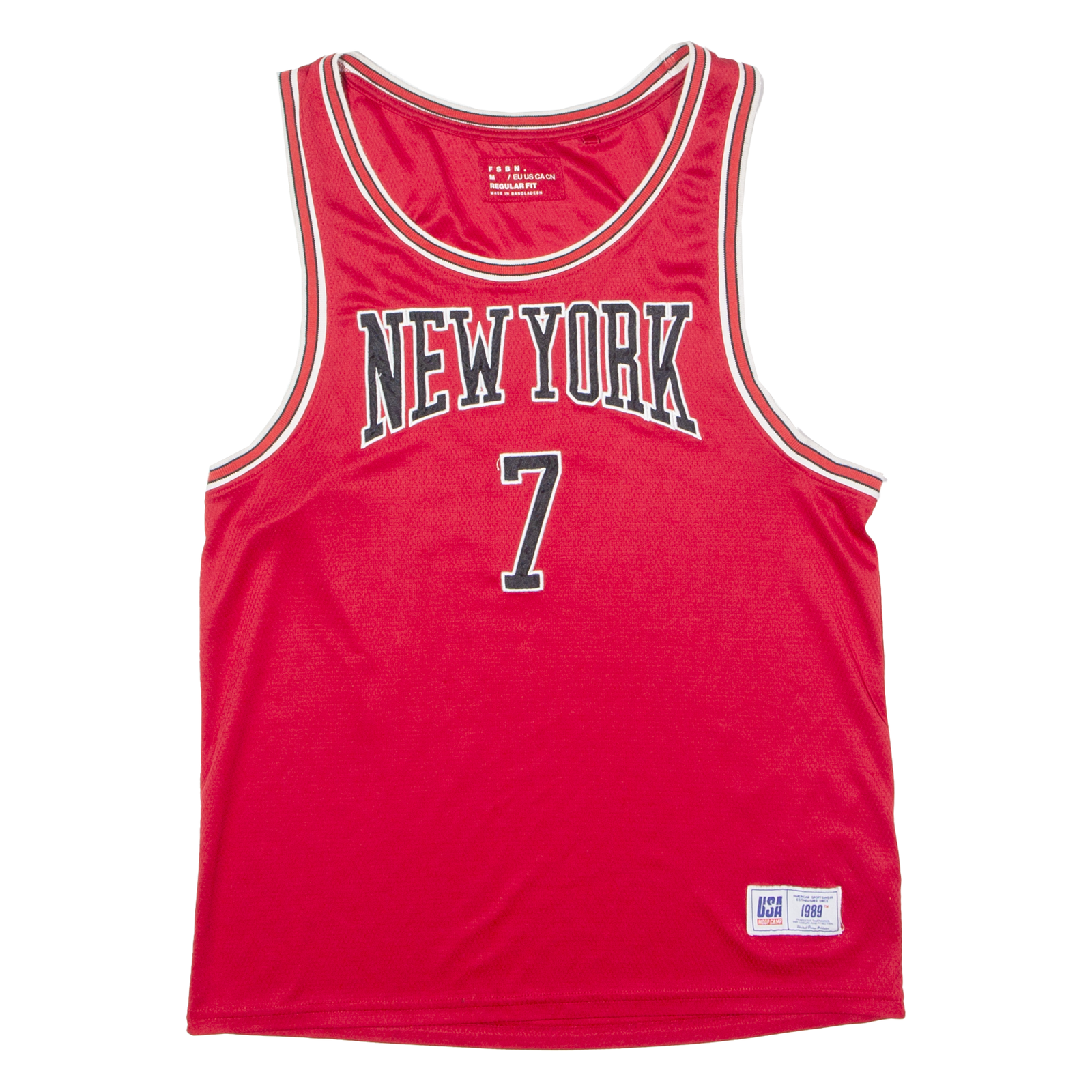 FSBN New York #7 Basketball Mens Jersey Red Sleeveless USA M Refurbished - N/A refurbished available on Cerqular