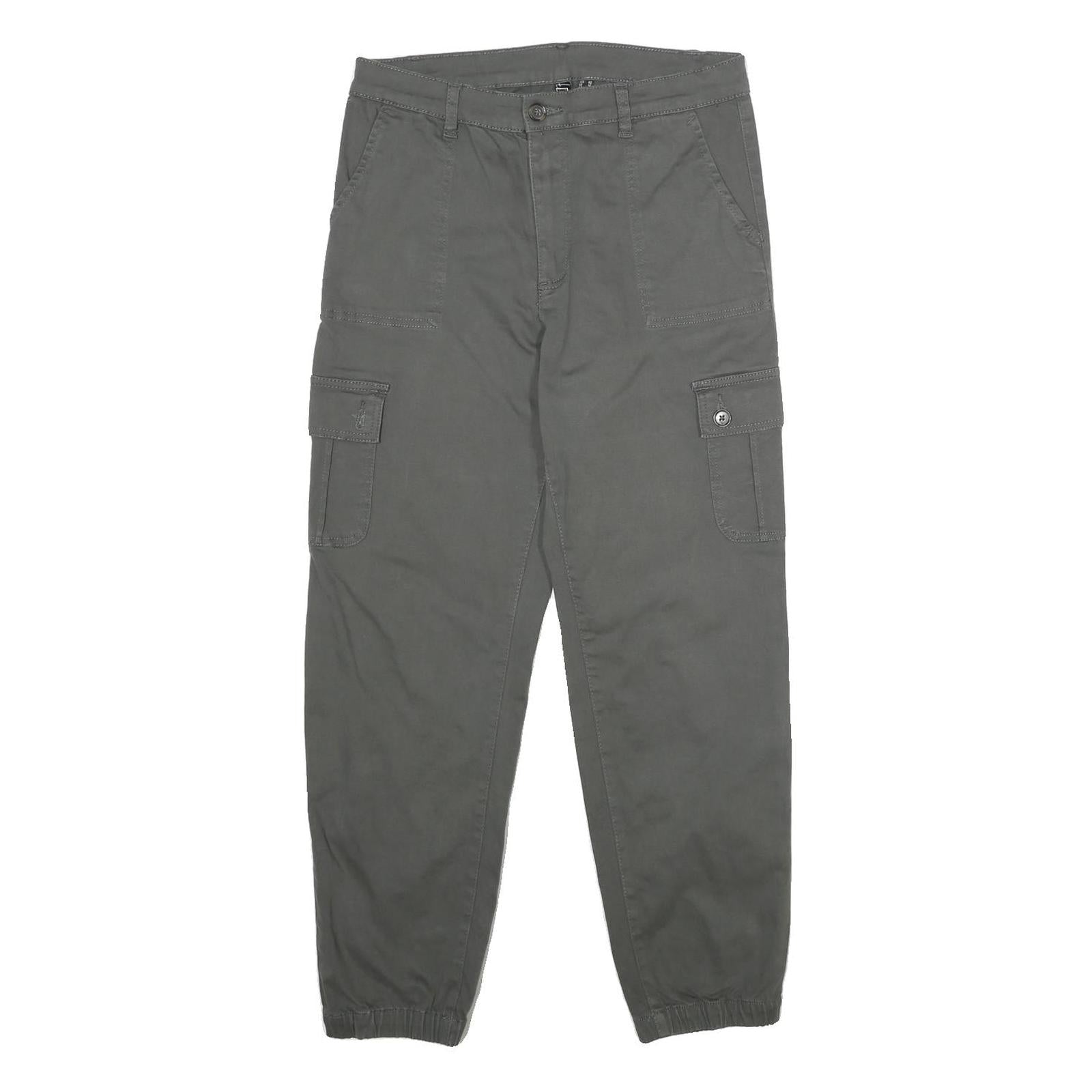 RAINBOW Womens Cotton Blend Grey Regular Fit Cargo Trousers W30 L29 Casual Zip Refurbished - N/A refurbished available on Cerqular