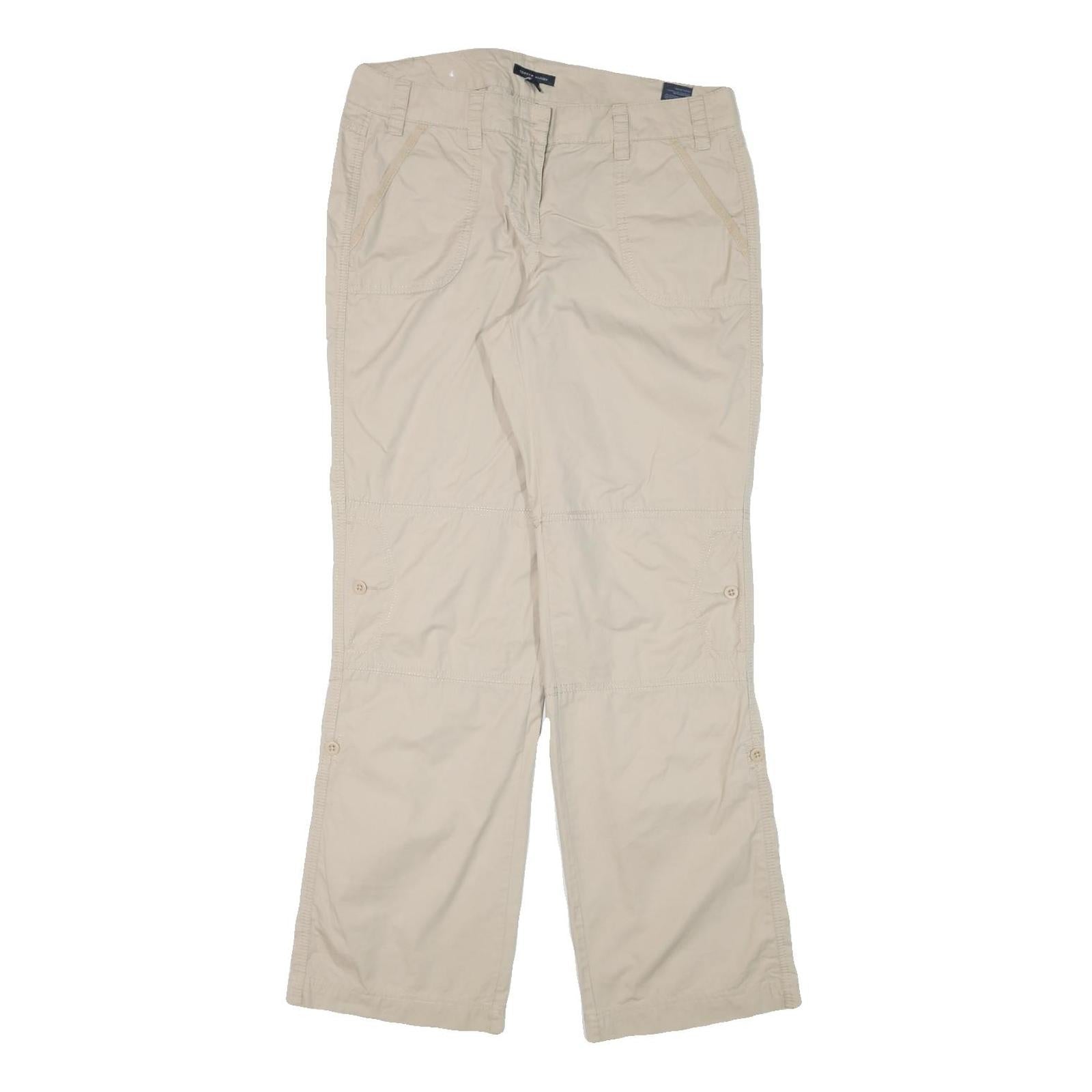 TOMMY HILFIGER Womens Relaxed Beige Cotton Blend Trousers W34 L32 Casual Refurbished - N/A refurbished available on Cerqular