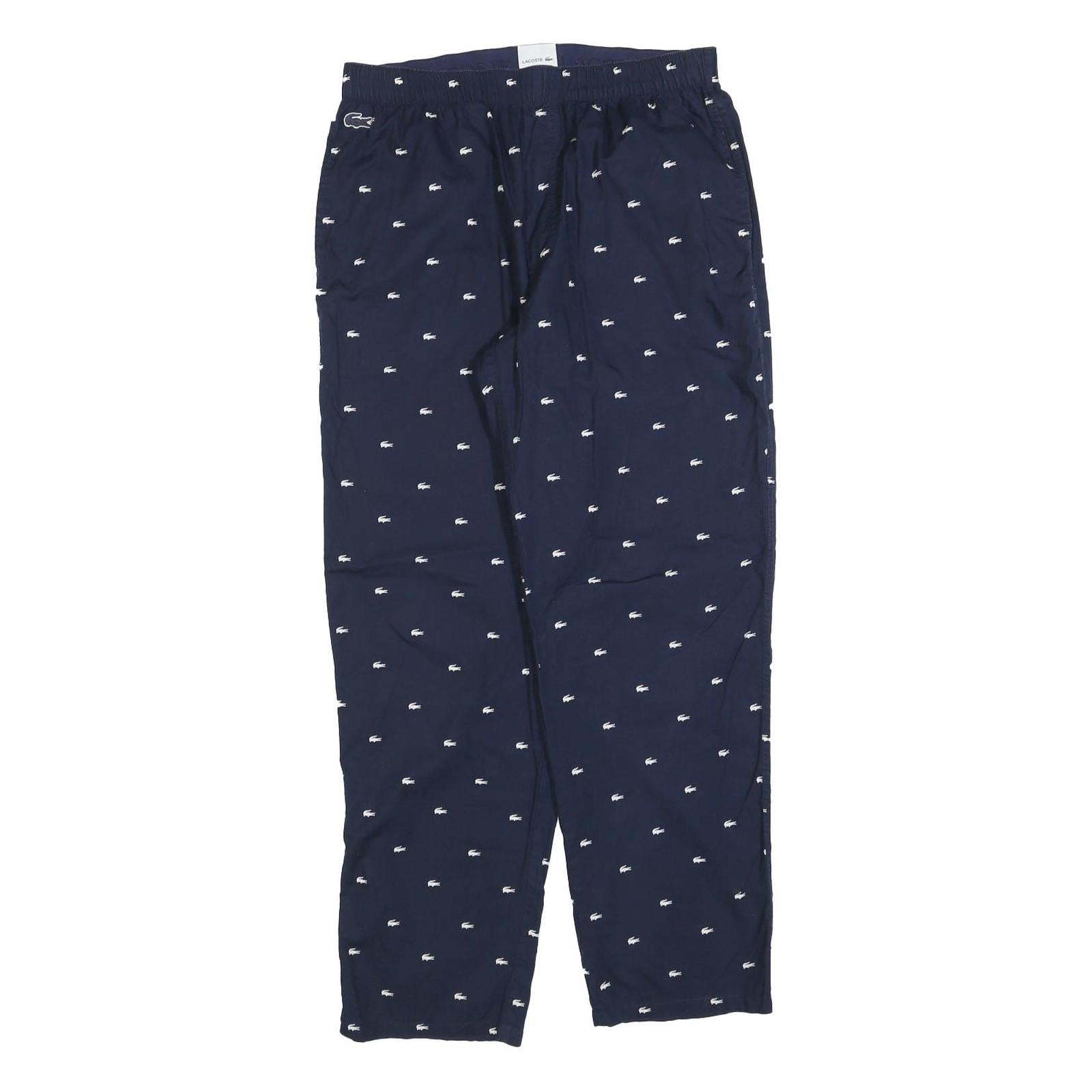LACOSTE Mens Cotton Blend Navy Relaxed Straight Trousers W36 L30 Crocodile Logo Refurbished - N/A refurbished available on Cerqular